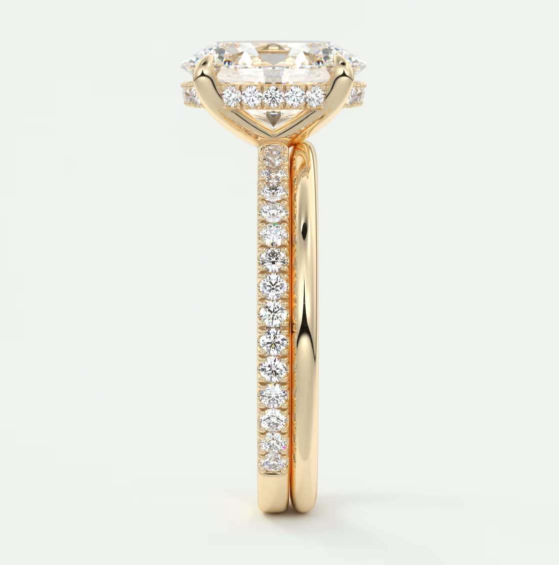 Custom made amelie oval hidden halo engagement ring | diamond lab