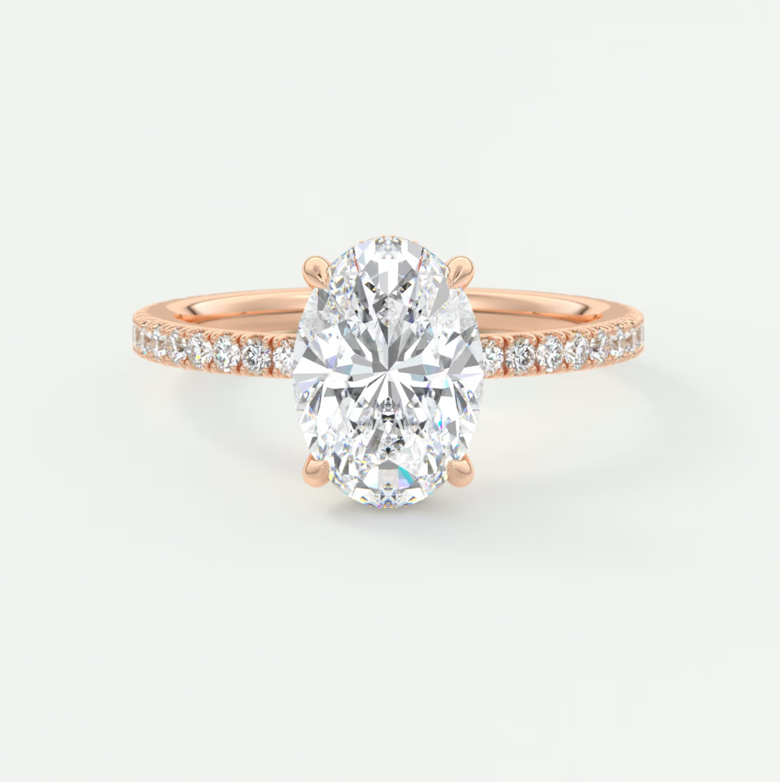 Custom made amelie oval hidden halo engagement ring | diamond lab