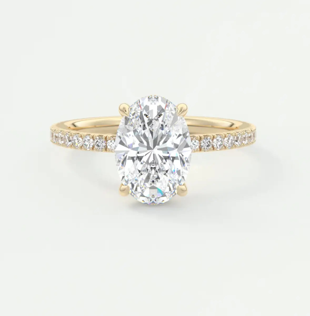 Custom made amelie oval hidden halo engagement ring | diamond lab