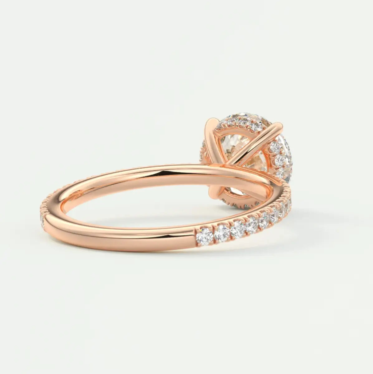 Custom made amelie round hidden halo engagement ring | diamond lab