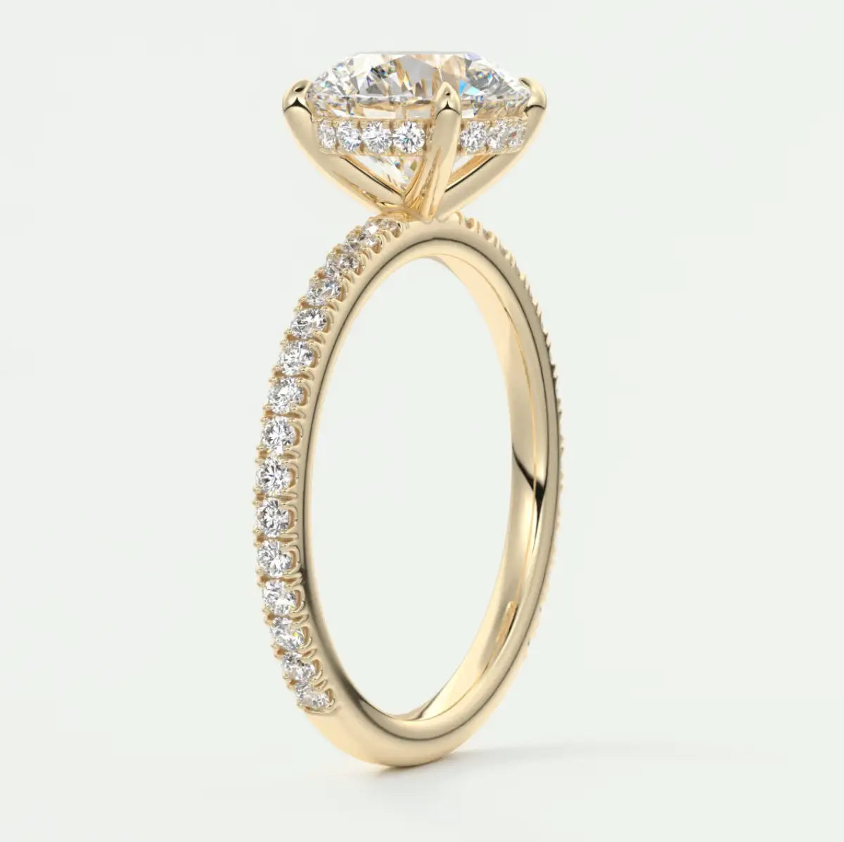 Custom made amelie round hidden halo engagement ring | diamond lab