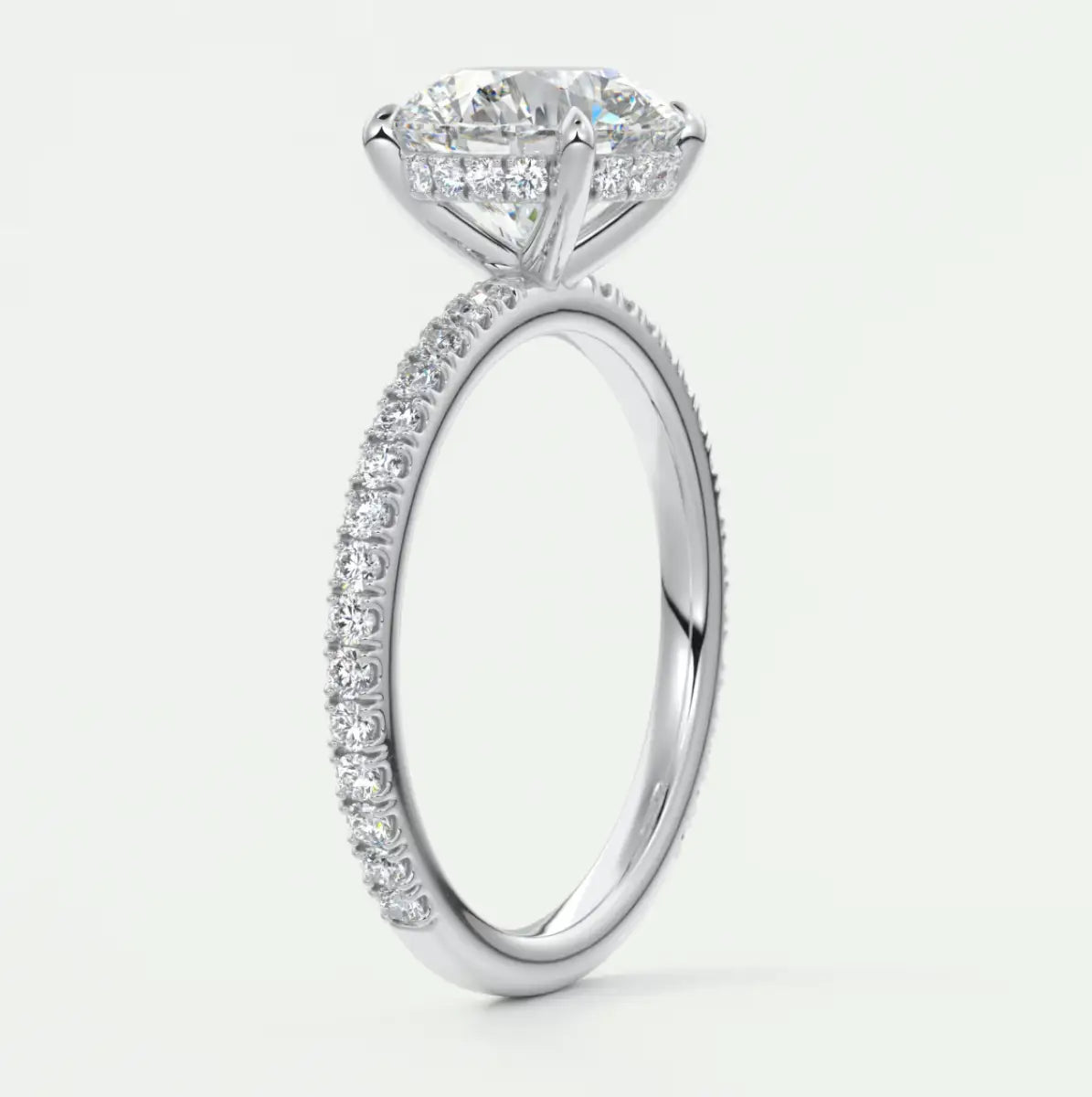 Custom made amelie round hidden halo engagement ring | diamond lab