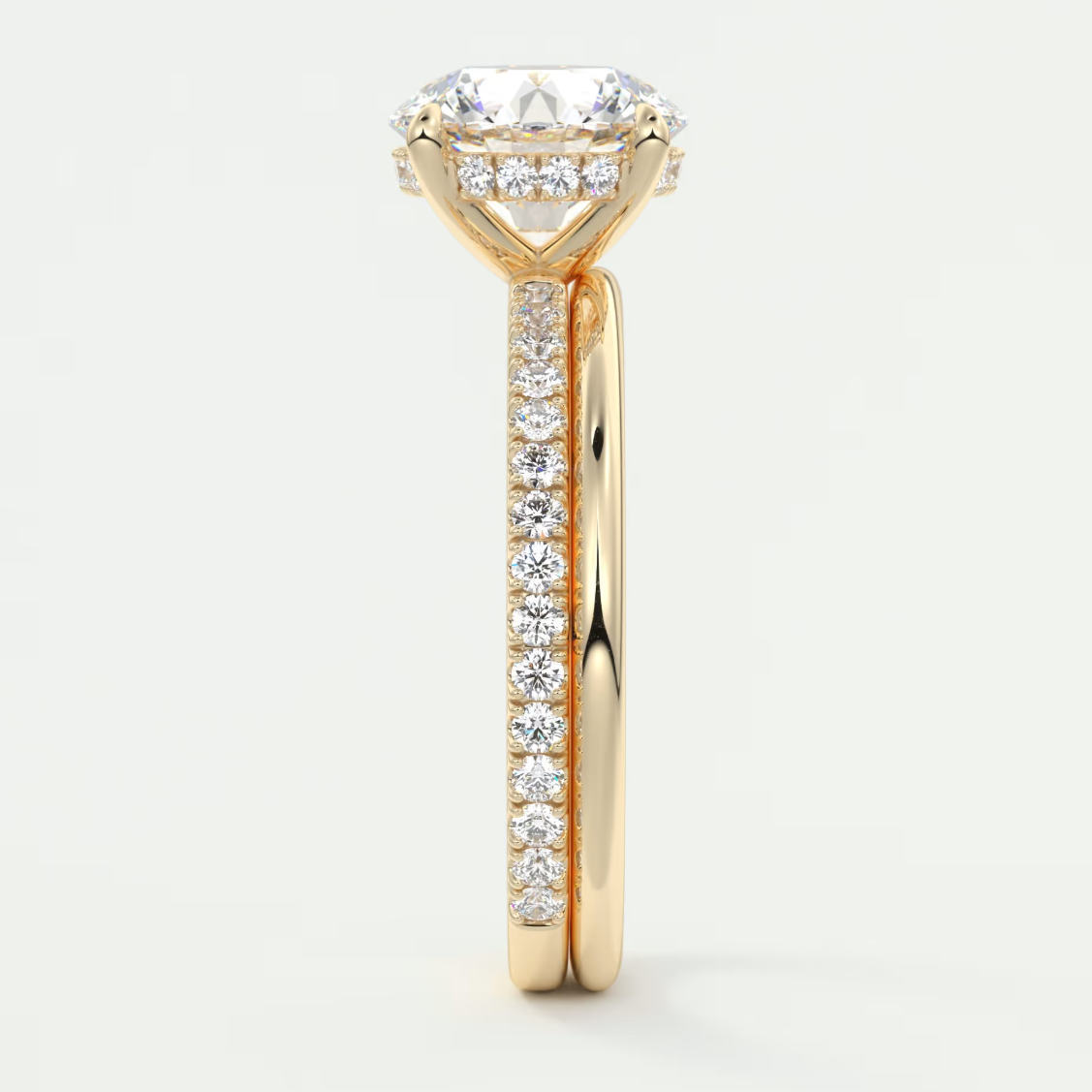 Custom made amelie round hidden halo engagement ring | diamond lab