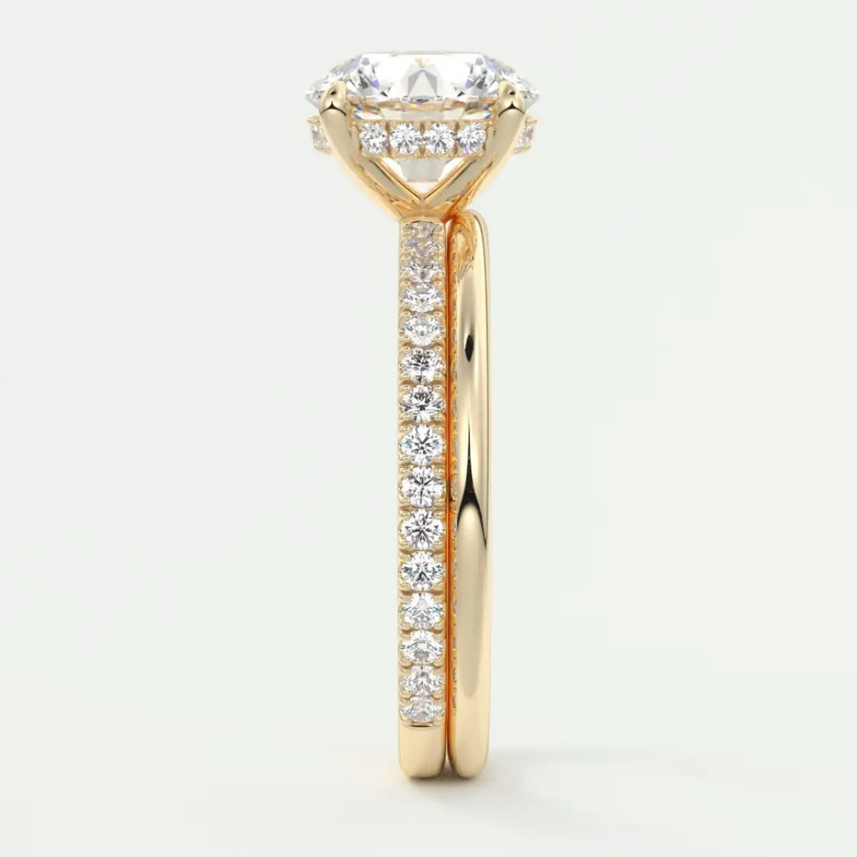 Custom made amelie round hidden halo engagement ring | diamond lab