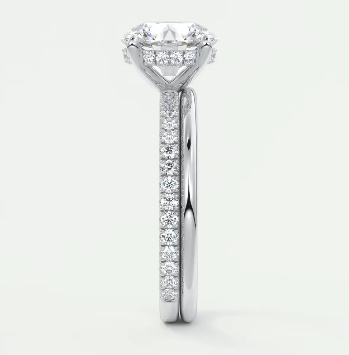 Custom made amelie round hidden halo engagement ring | diamond lab