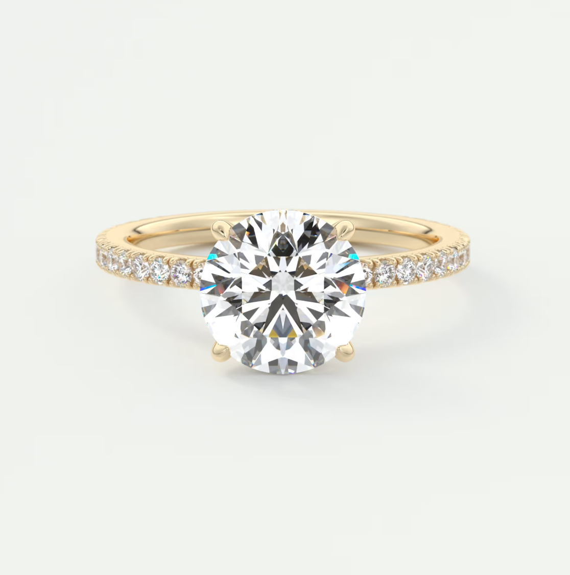 Custom made amelie round hidden halo engagement ring | diamond lab
