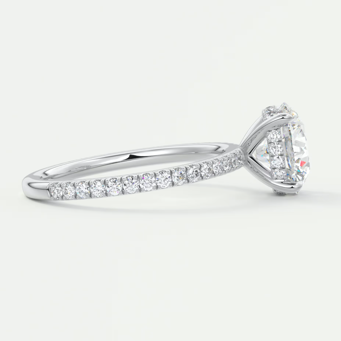Custom made amelie round hidden halo engagement ring | diamond lab