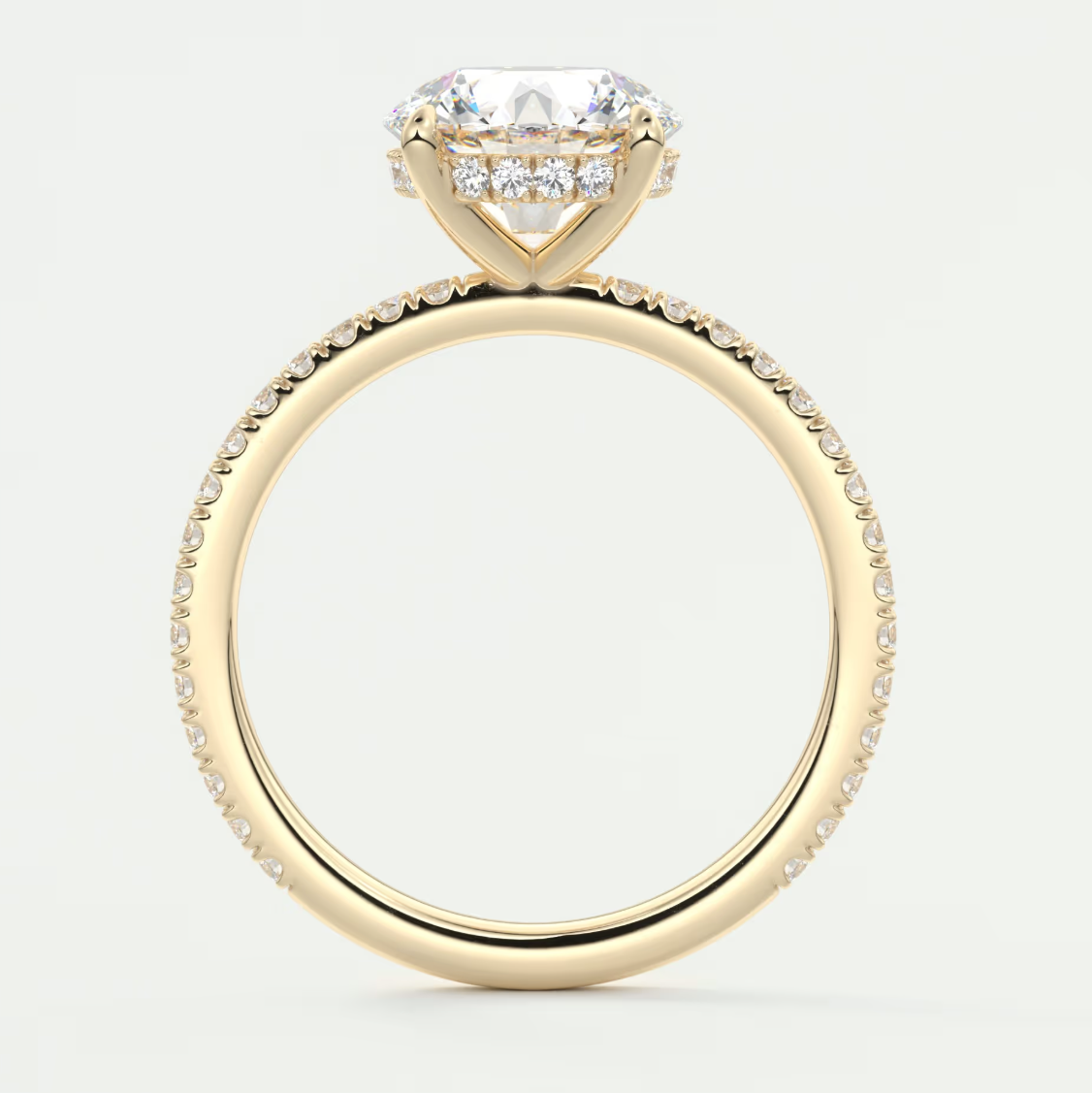 Custom made amelie round hidden halo engagement ring | diamond lab