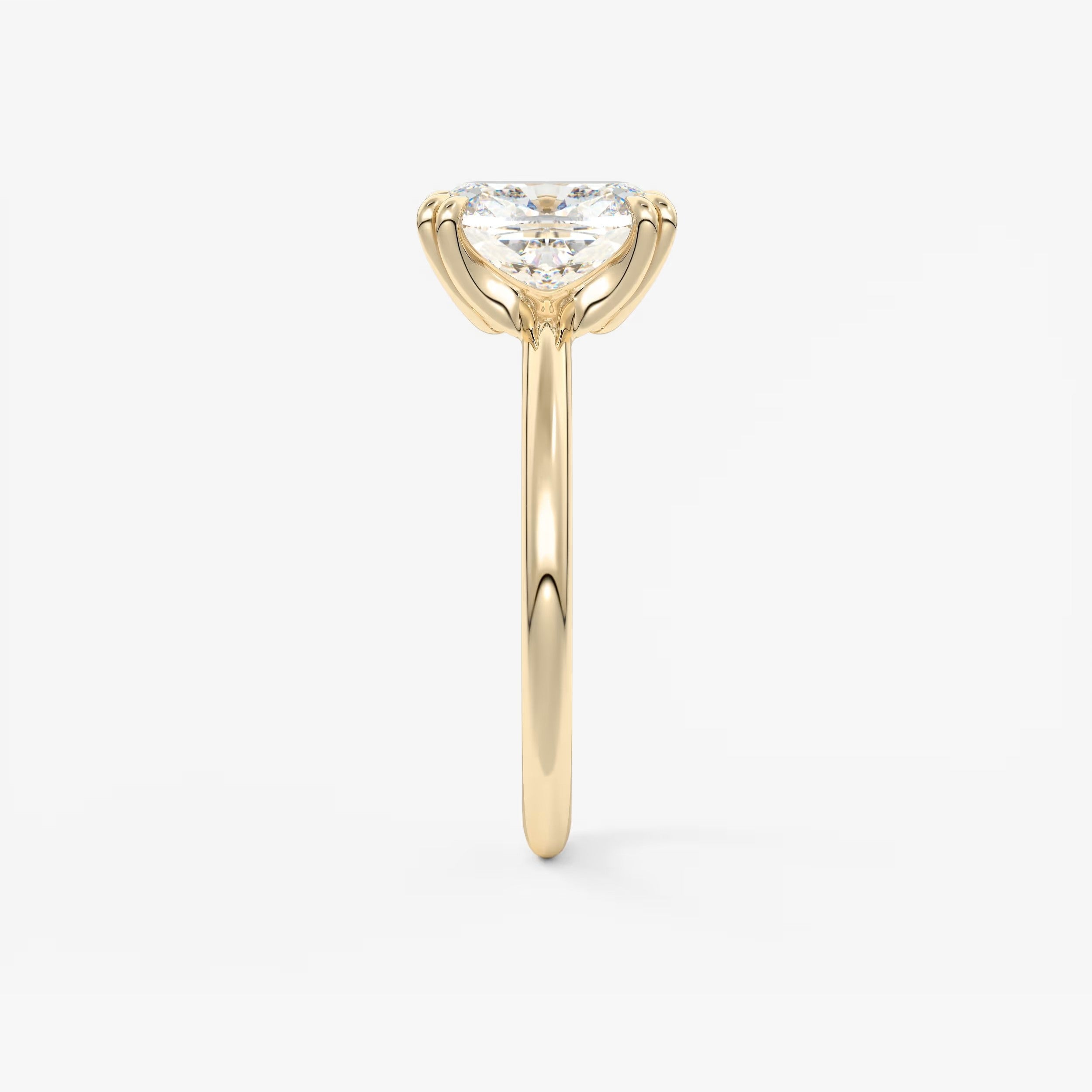 Custom made aura glide elongated cushion solitaire ring – lab diamond or moissanite