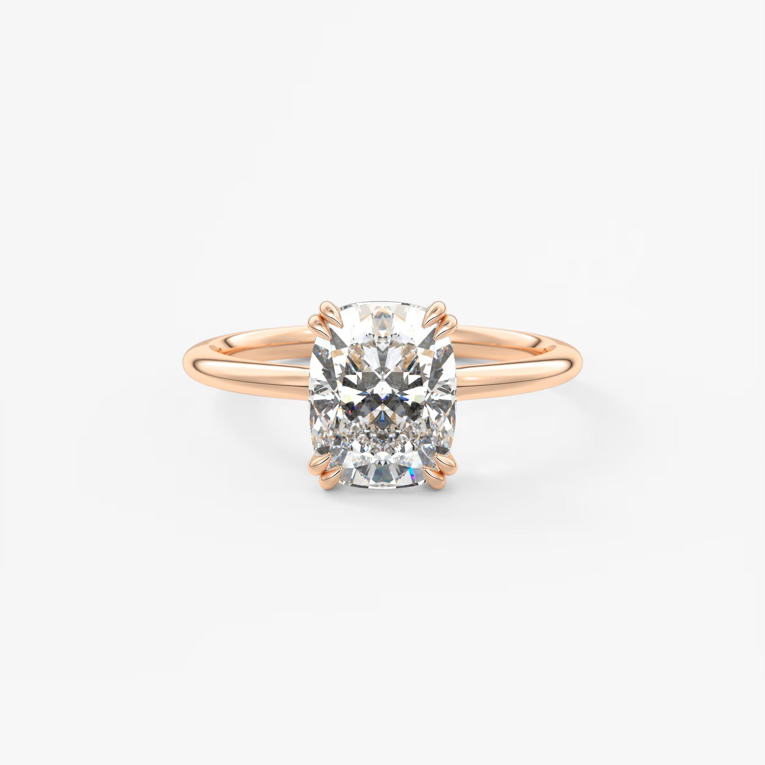 Custom made aura glide elongated cushion solitaire ring – lab diamond or moissanite