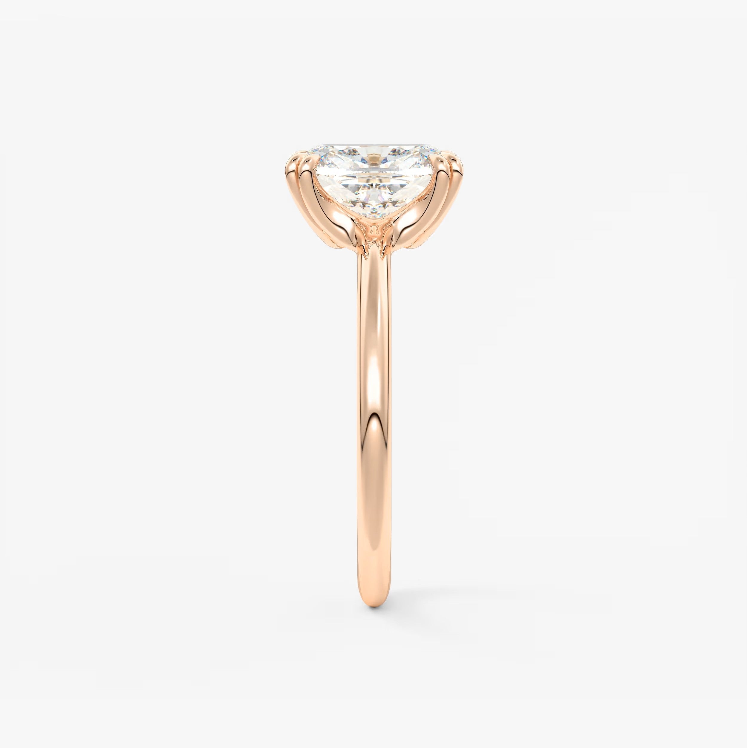 Custom made aura glide elongated cushion solitaire ring – lab diamond or moissanite