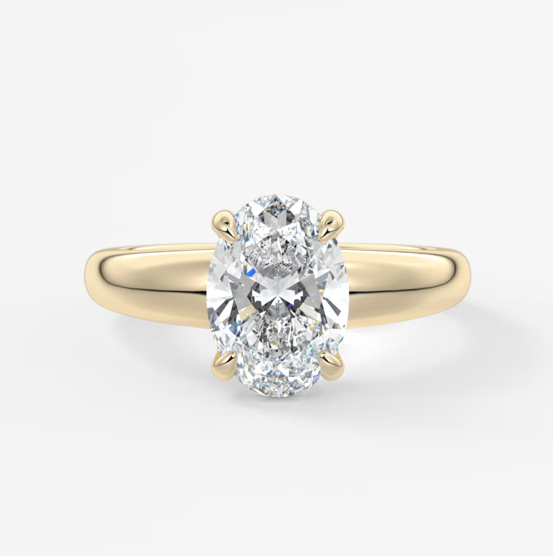 Custom made aura tapered oval solitaire engagement ring – lab diamond or moissanite