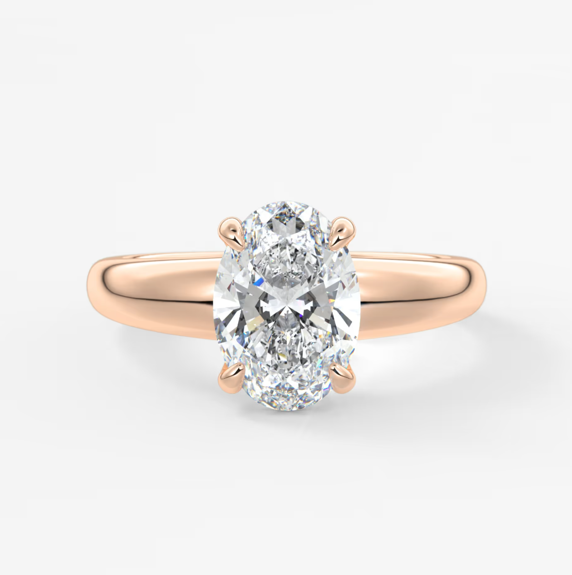 Custom made aura tapered oval solitaire engagement ring – lab diamond or moissanite