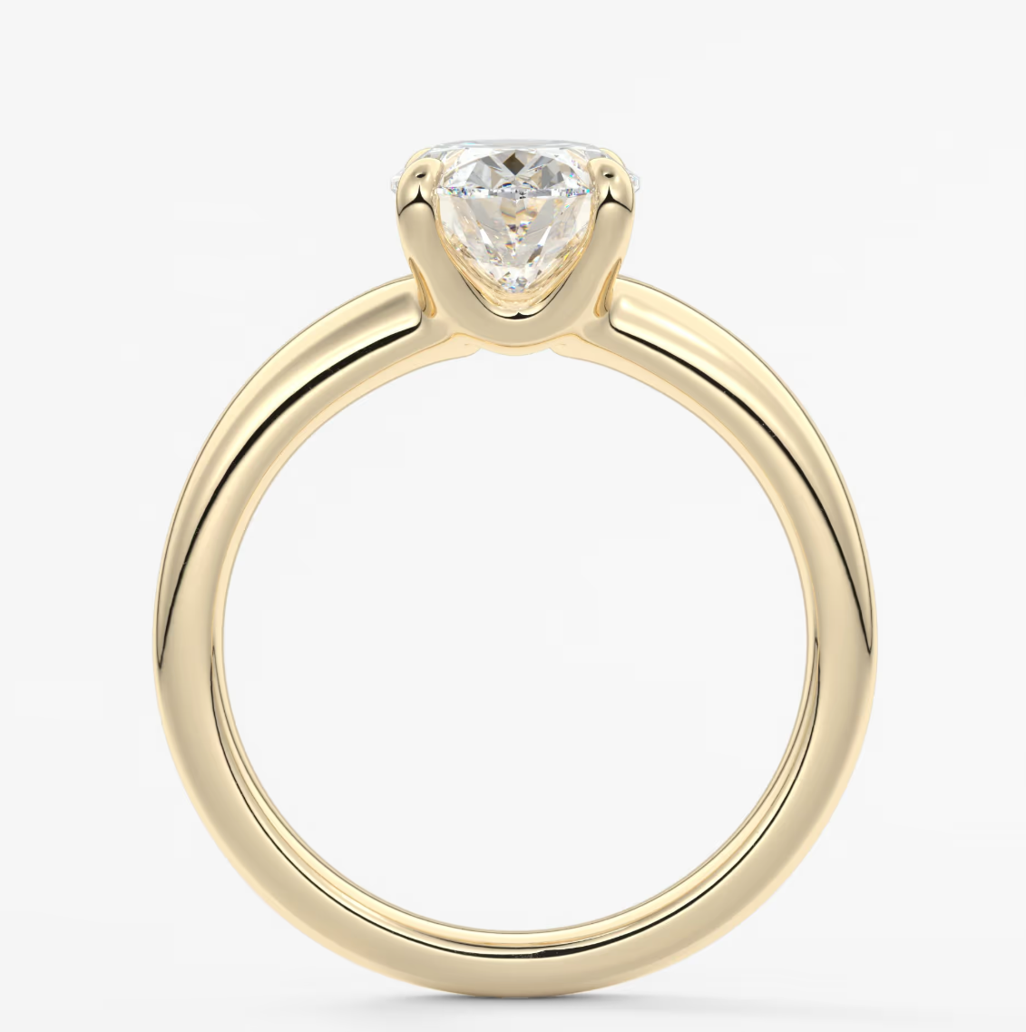 Custom made aura tapered oval solitaire engagement ring – lab diamond or moissanite