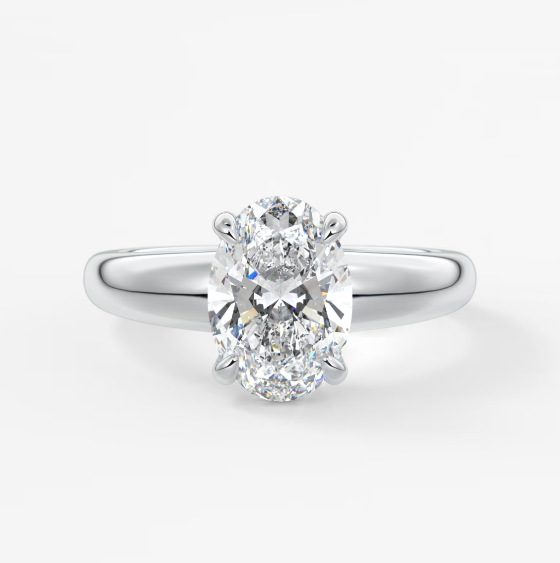 Custom made aura tapered oval solitaire engagement ring – lab diamond or moissanite