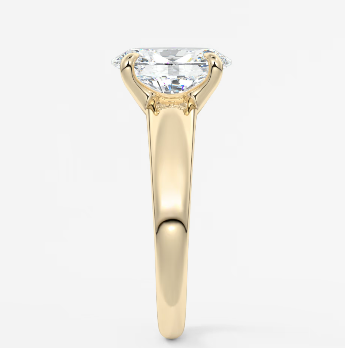 Custom made aura tapered oval solitaire engagement ring – lab diamond or moissanite