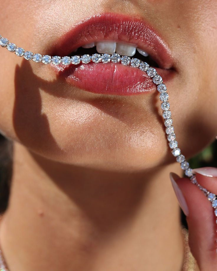 Custom made moissanite tennis necklace – 4 prong | diamond lab australia