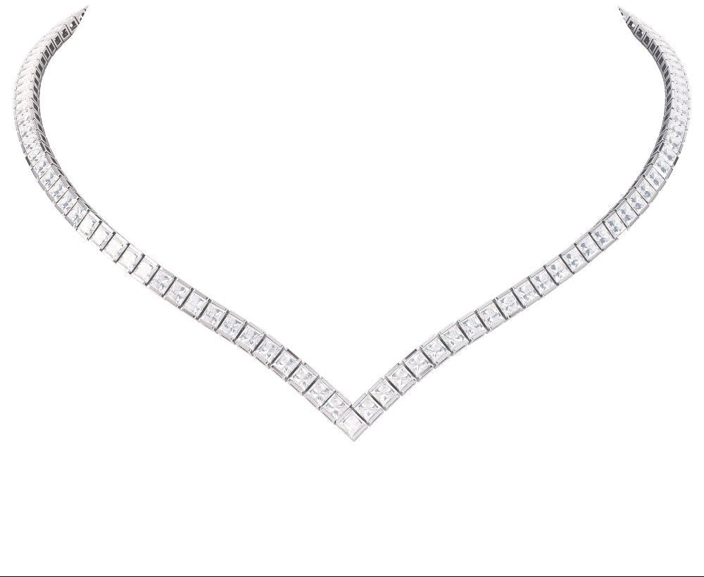 Diamond necklace on a white background
