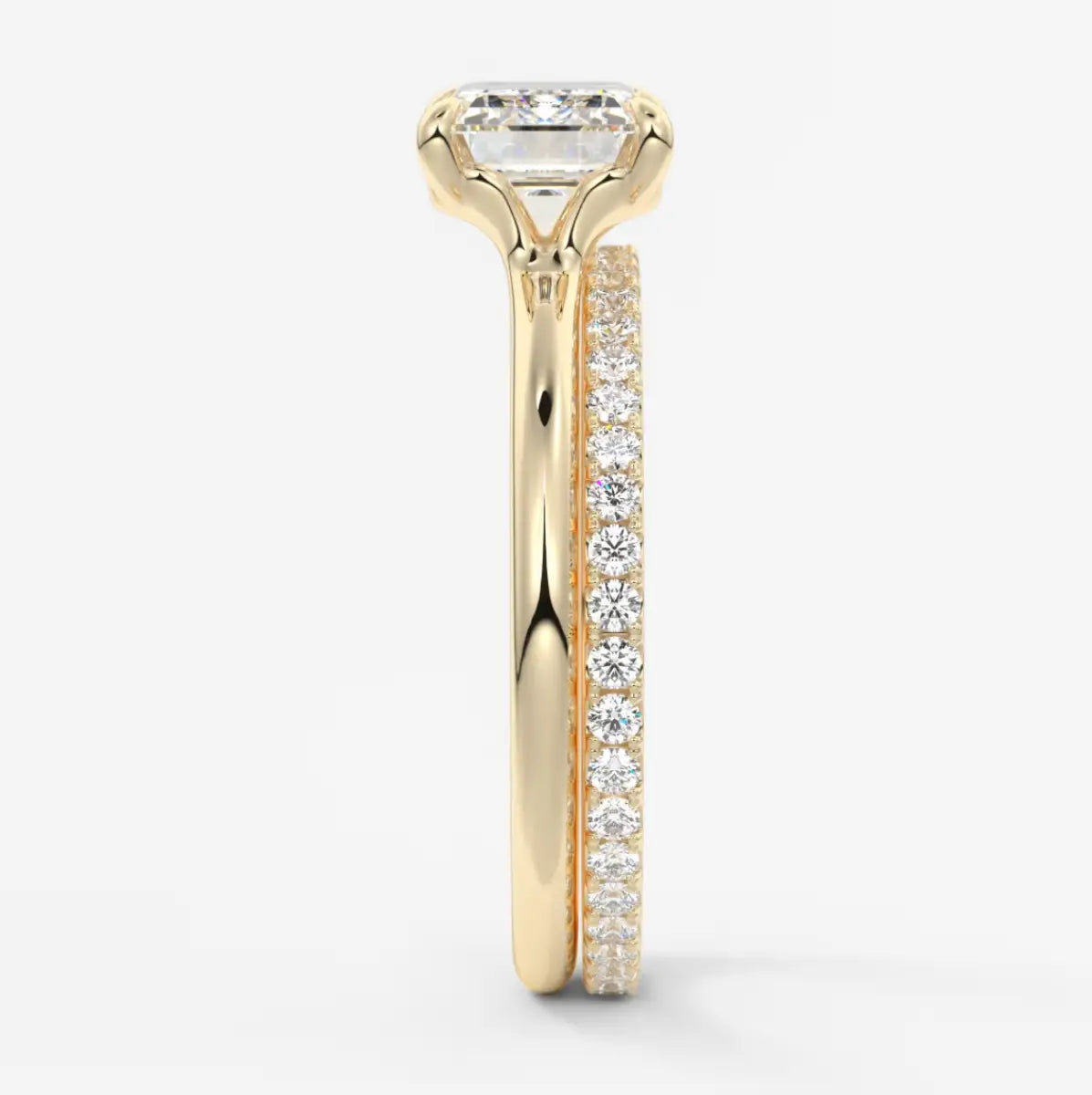 Custom made east-west emerald solitaire engagement ring | lab diamond or moissanite –