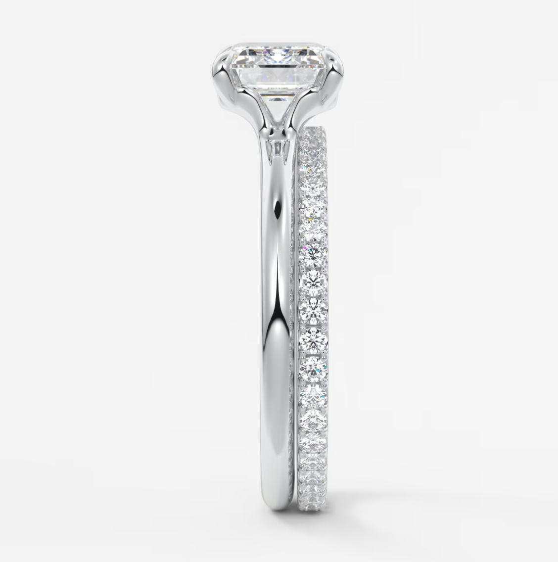 Custom made east-west emerald solitaire engagement ring | lab diamond or moissanite –