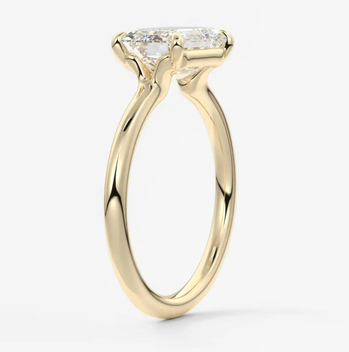 Custom made east-west emerald solitaire engagement ring | lab diamond or moissanite –