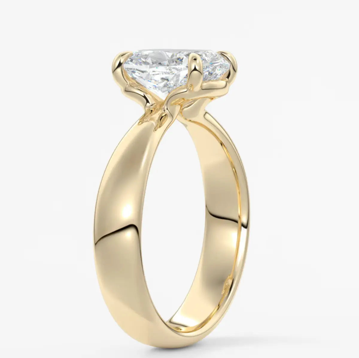 Custom made tapered elongated cushion solitaire ring | diamond lab australia