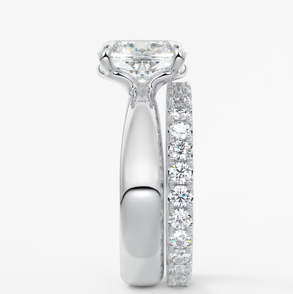 Custom made tapered elongated cushion solitaire ring | diamond lab australia
