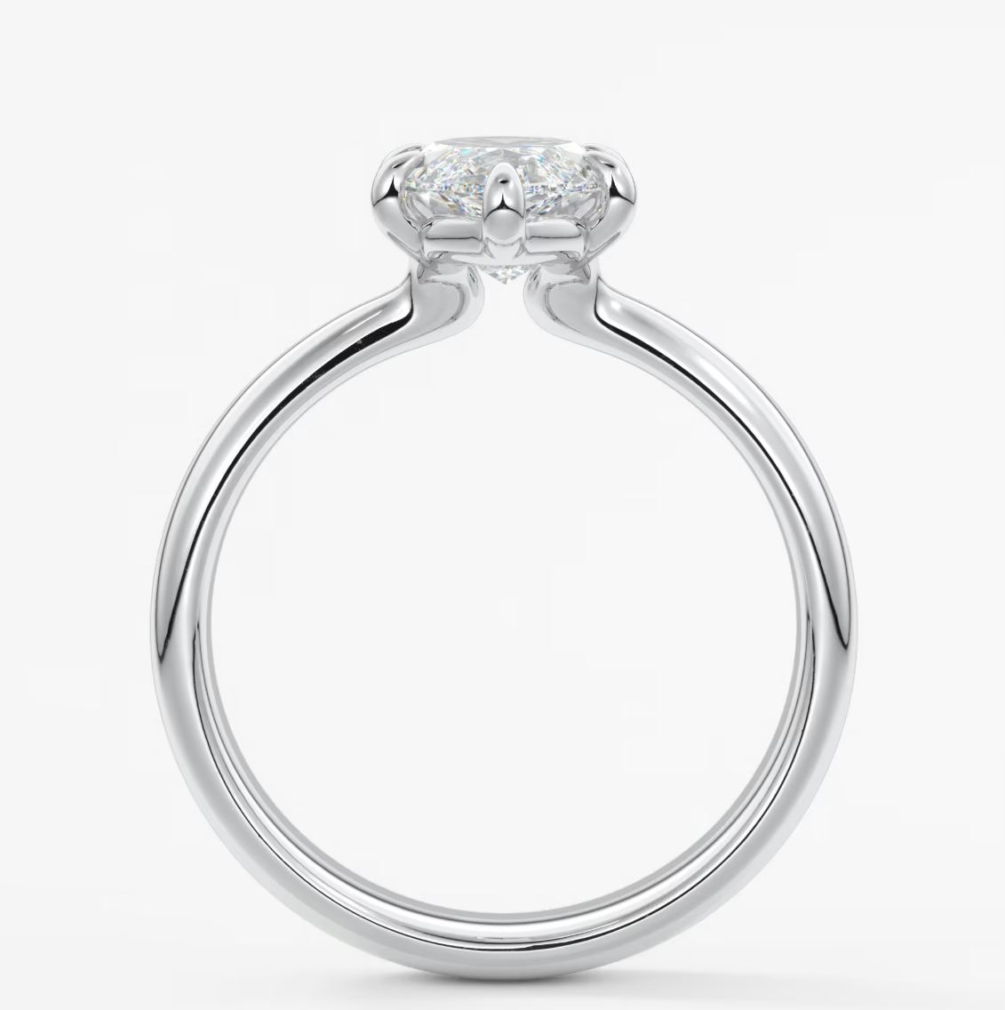 Custom made marquise solitaire engagement ring – sculpted tapered band | diamond lab