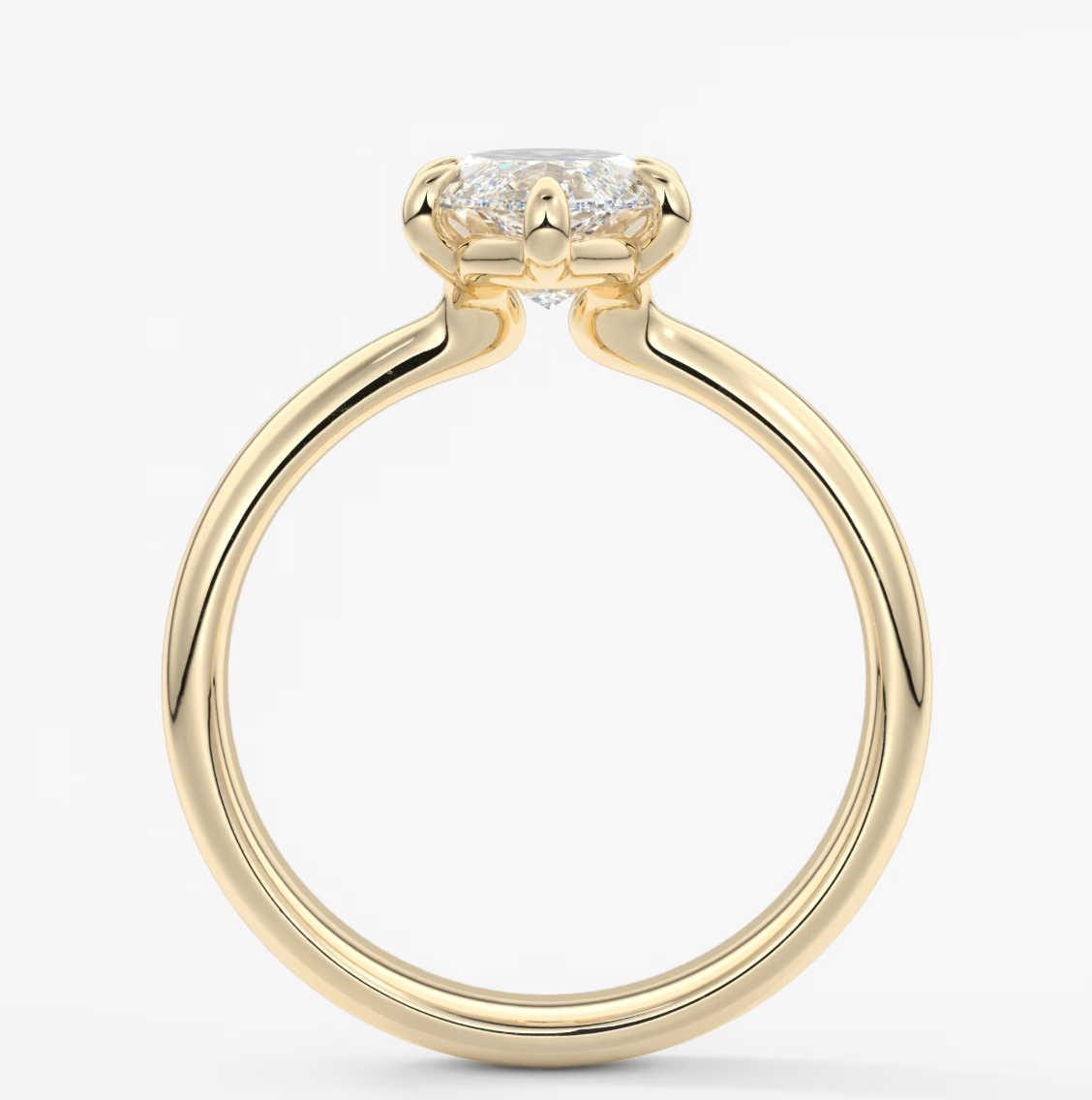 Custom made marquise solitaire engagement ring – sculpted tapered band | diamond lab