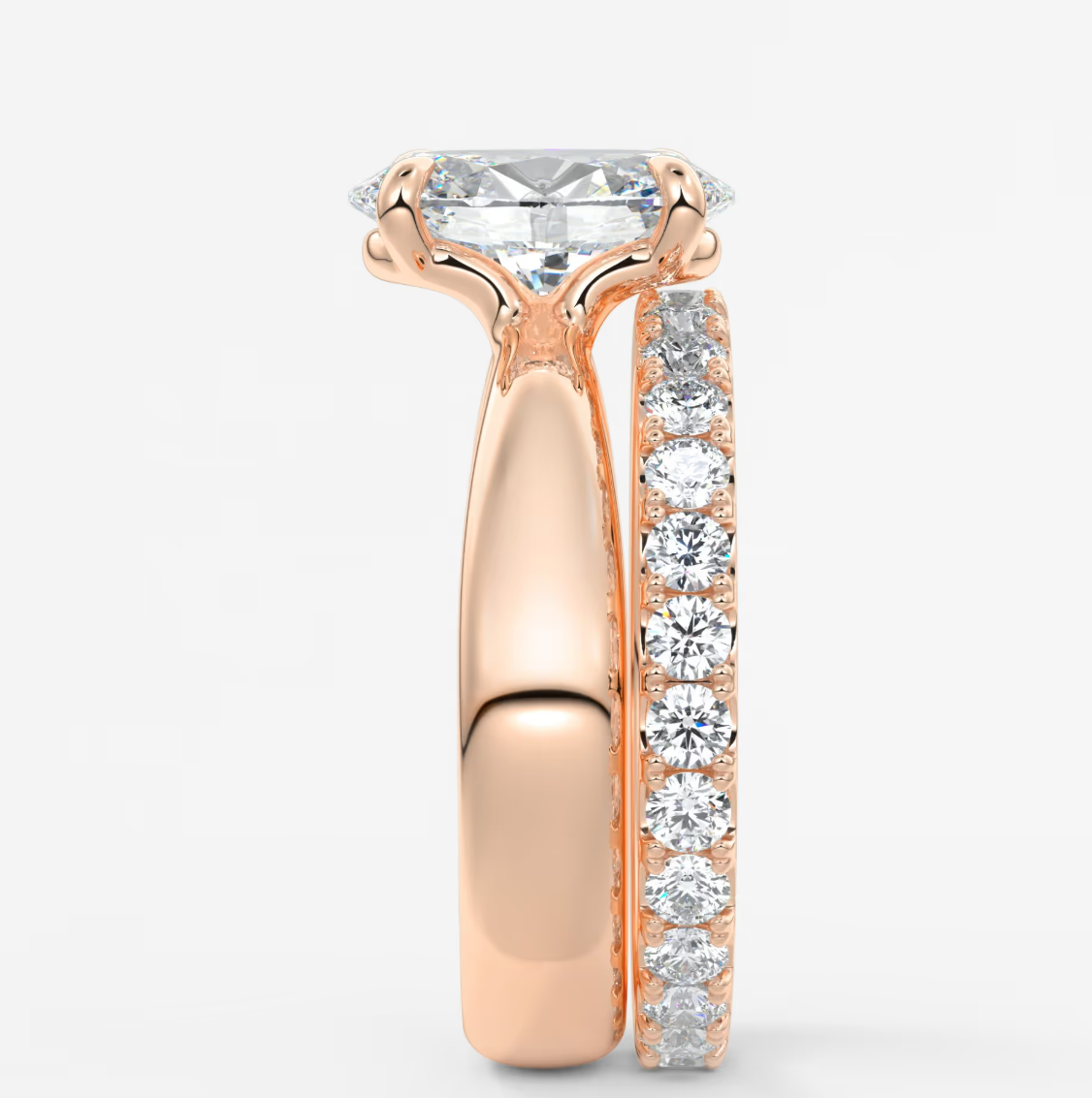 Custom made tapered oval solitaire engagement ring | lab diamond or moissanite