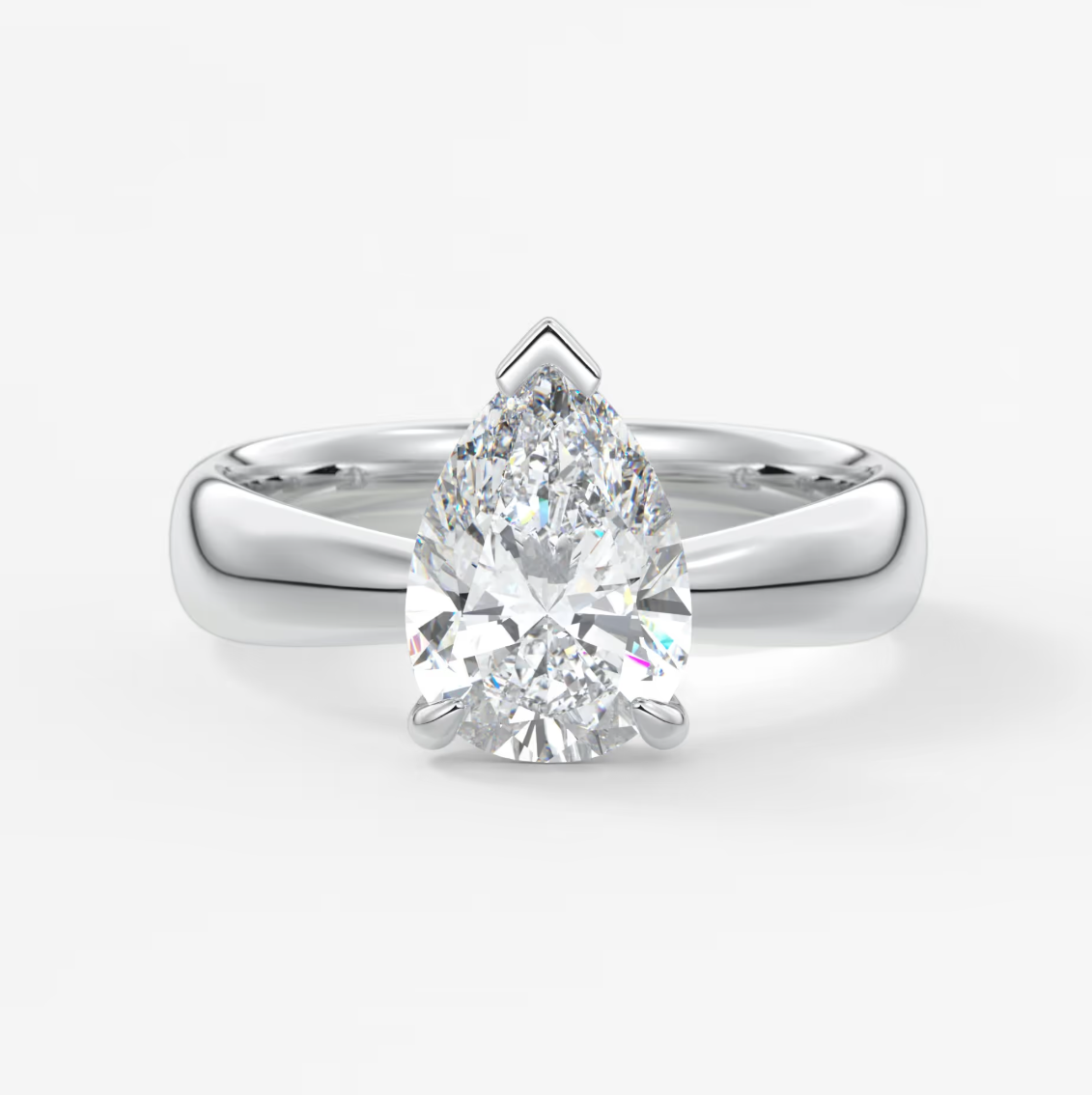 Custom made pear solitaire engagement ring – tapered band modern design | diamond lab