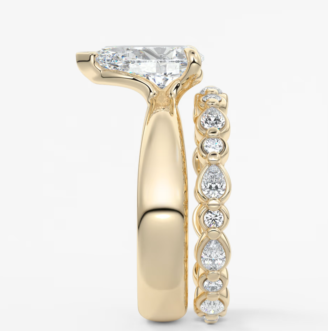 Custom made pear solitaire engagement ring – tapered band modern design | diamond lab