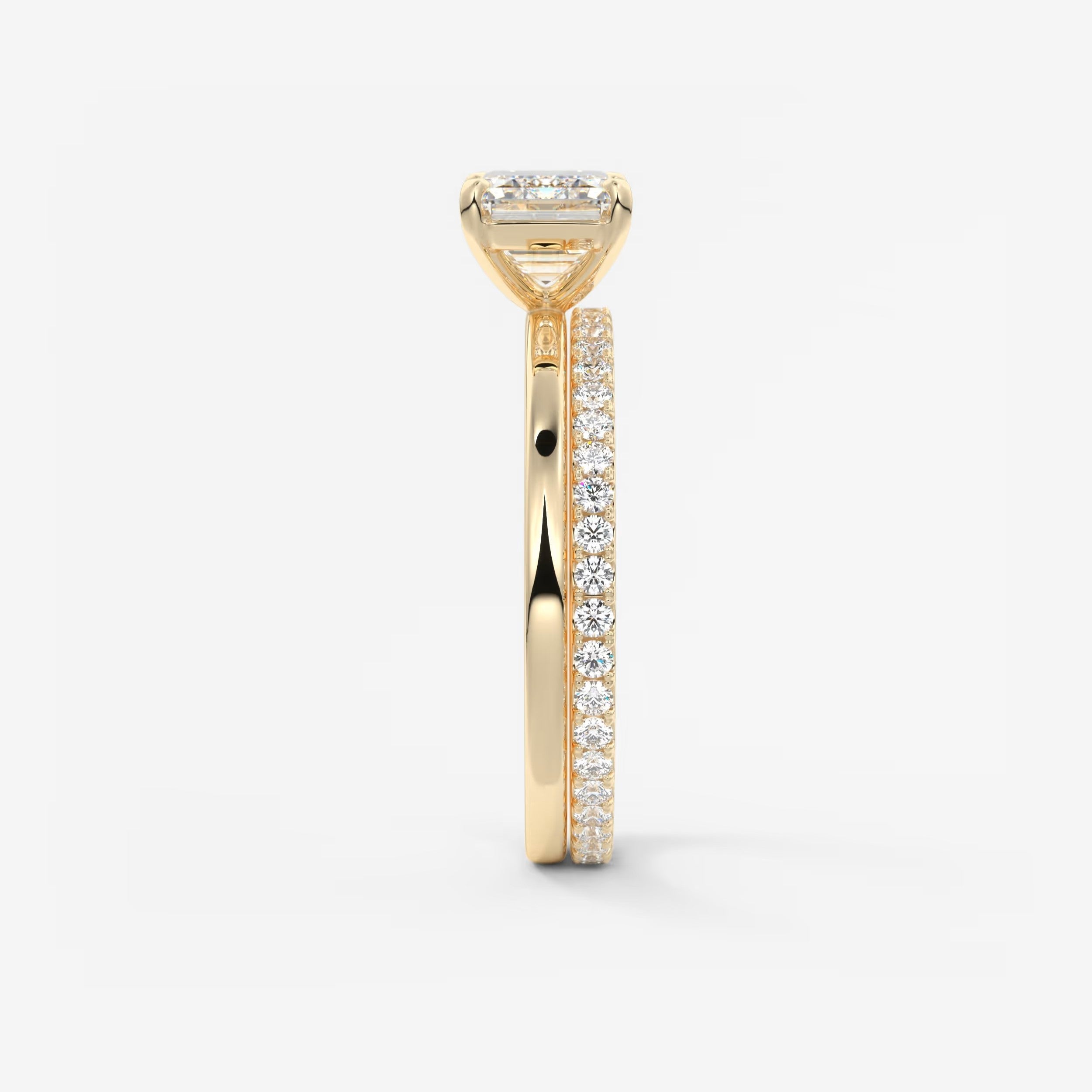 Custom made luna east-west emerald lab diamond or moissanite engagement ring