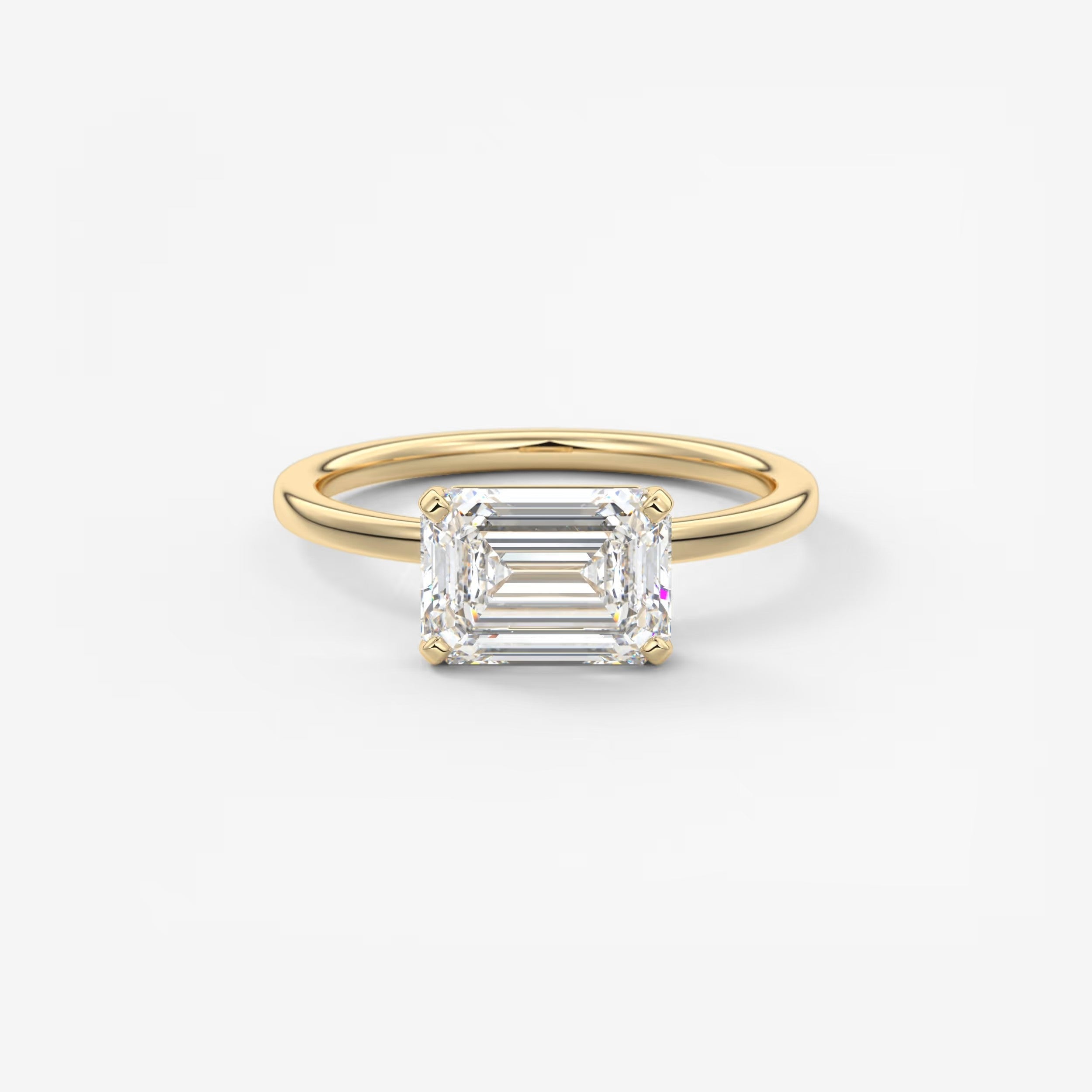 Custom made luna east-west emerald lab diamond or moissanite engagement ring