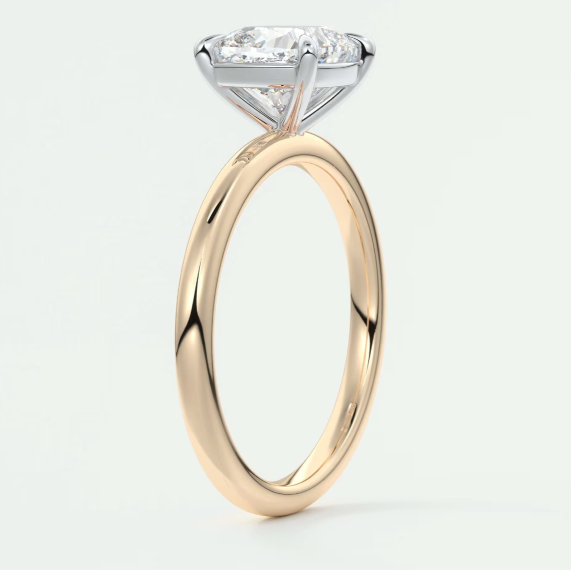 Luna Two-Tone Solitaire Ring – Lab Diamond or Moissanite