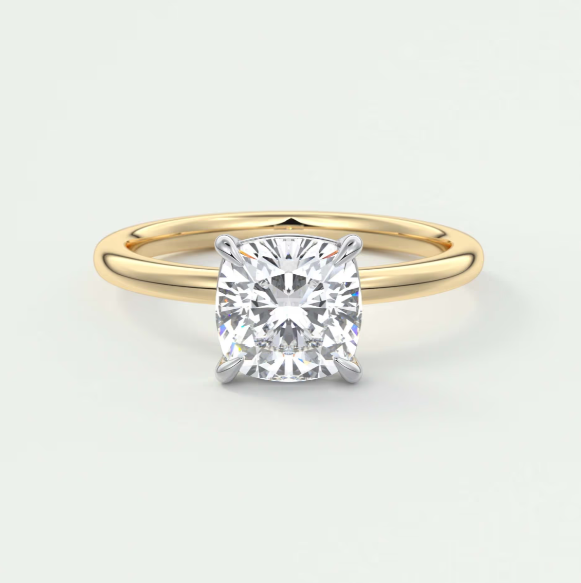 Luna Two-Tone Solitaire Ring – Lab Diamond or Moissanite
