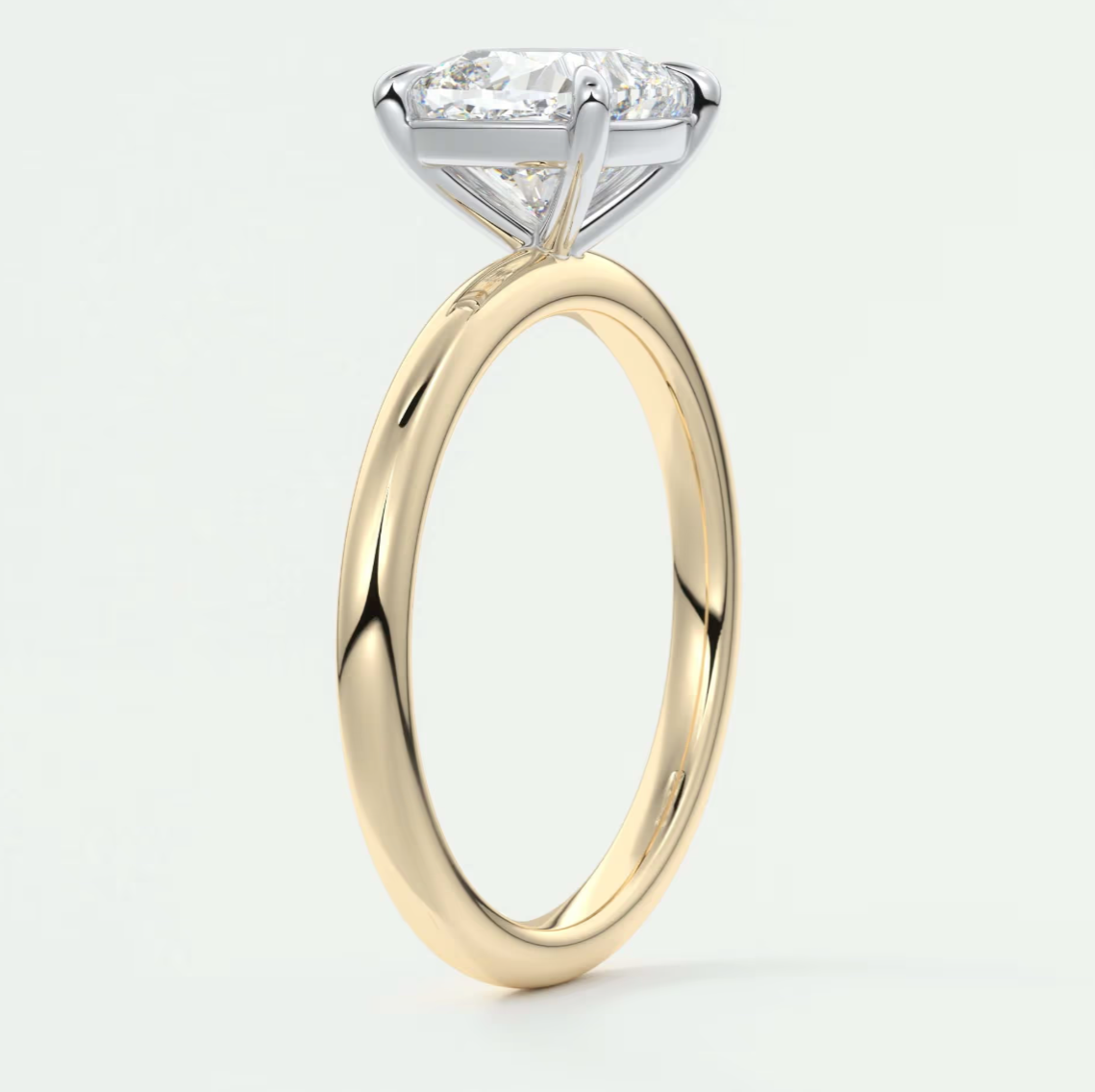 Luna Two-Tone Solitaire Ring – Lab Diamond or Moissanite