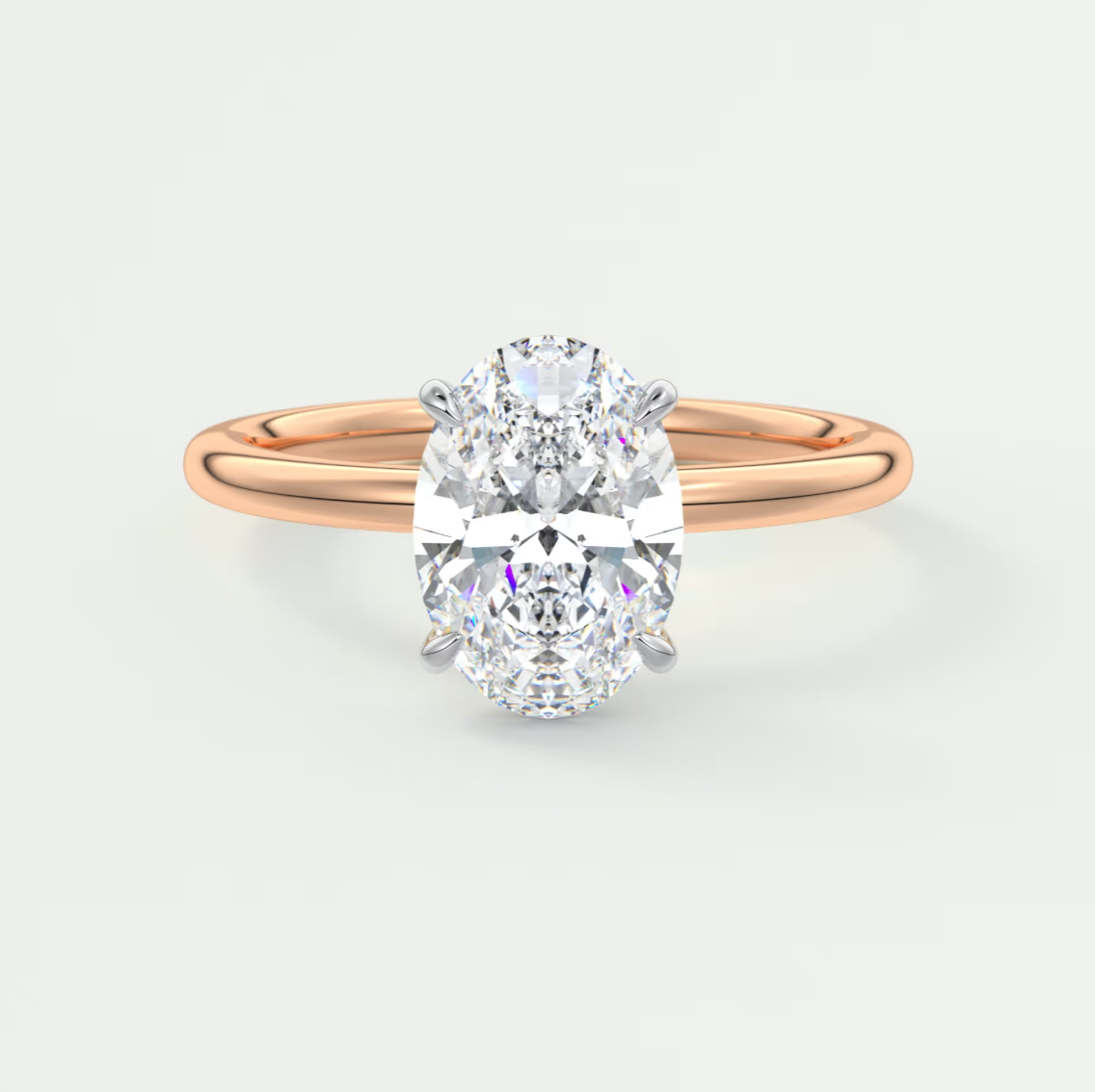 Luna Two-Tone Solitaire Ring – Lab Diamond or Moissanite