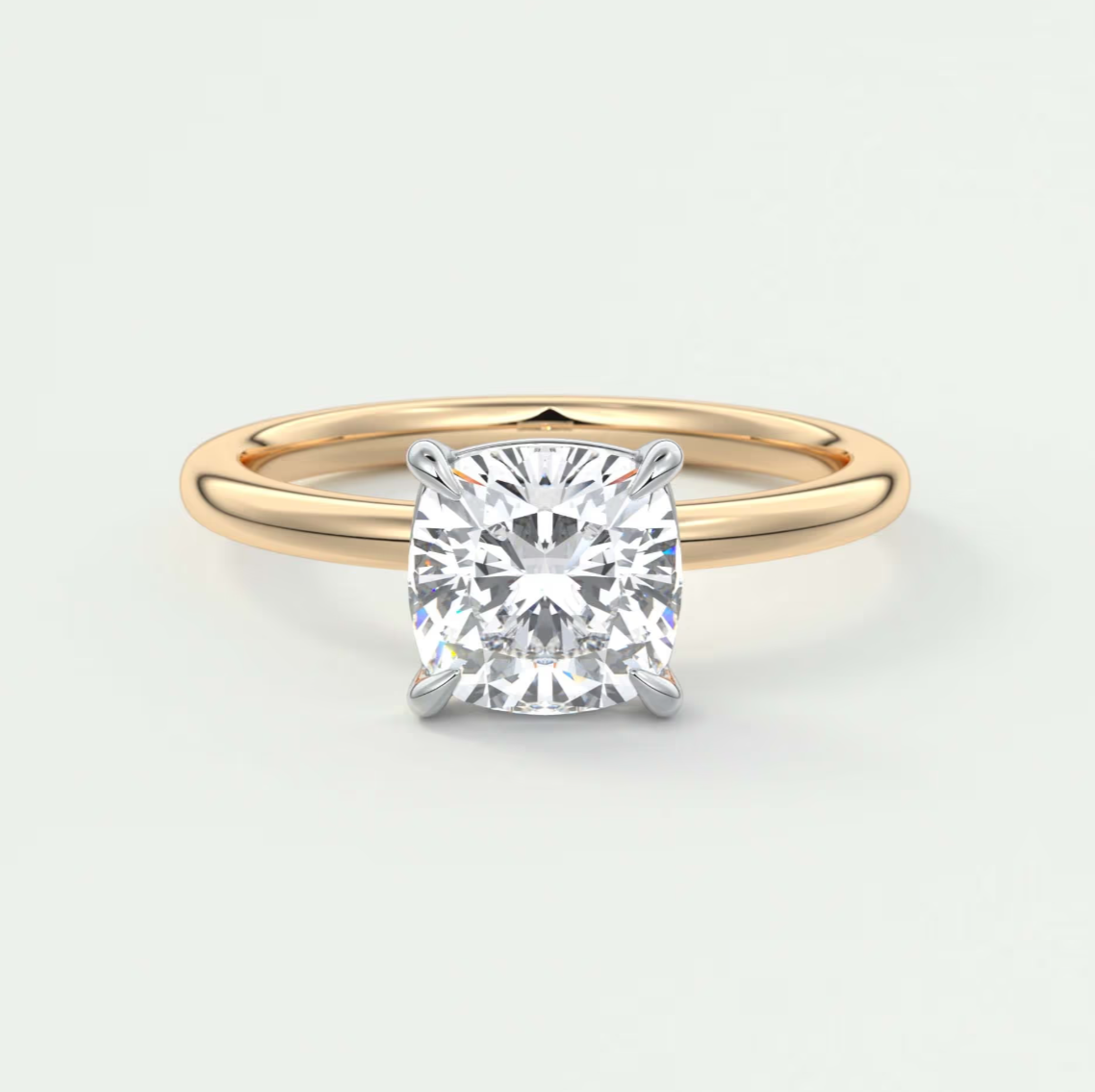 Luna Two-Tone Solitaire Ring – Lab Diamond or Moissanite