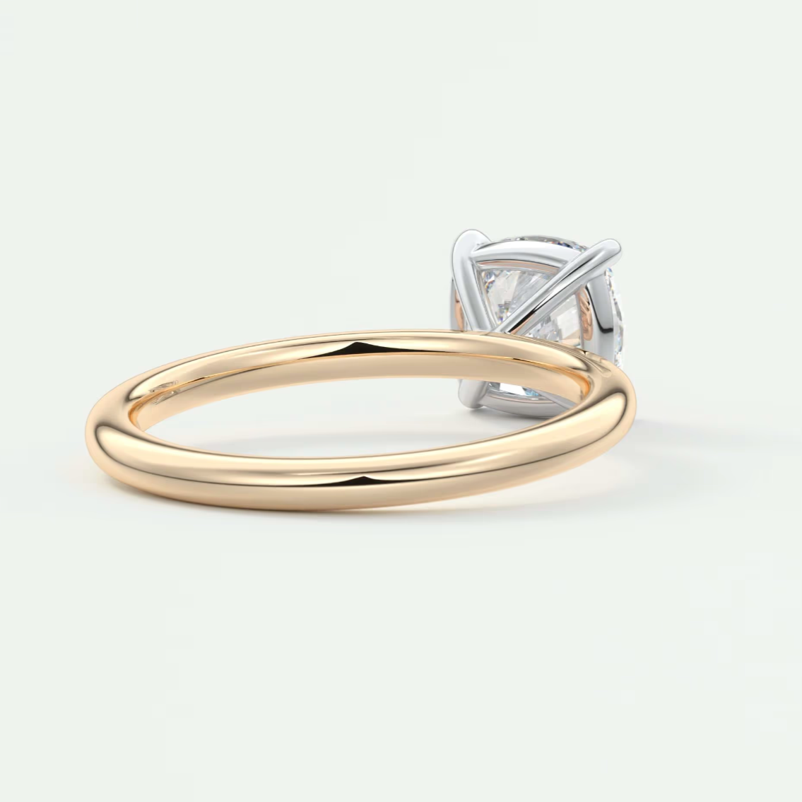 Luna Two-Tone Solitaire Ring – Lab Diamond or Moissanite