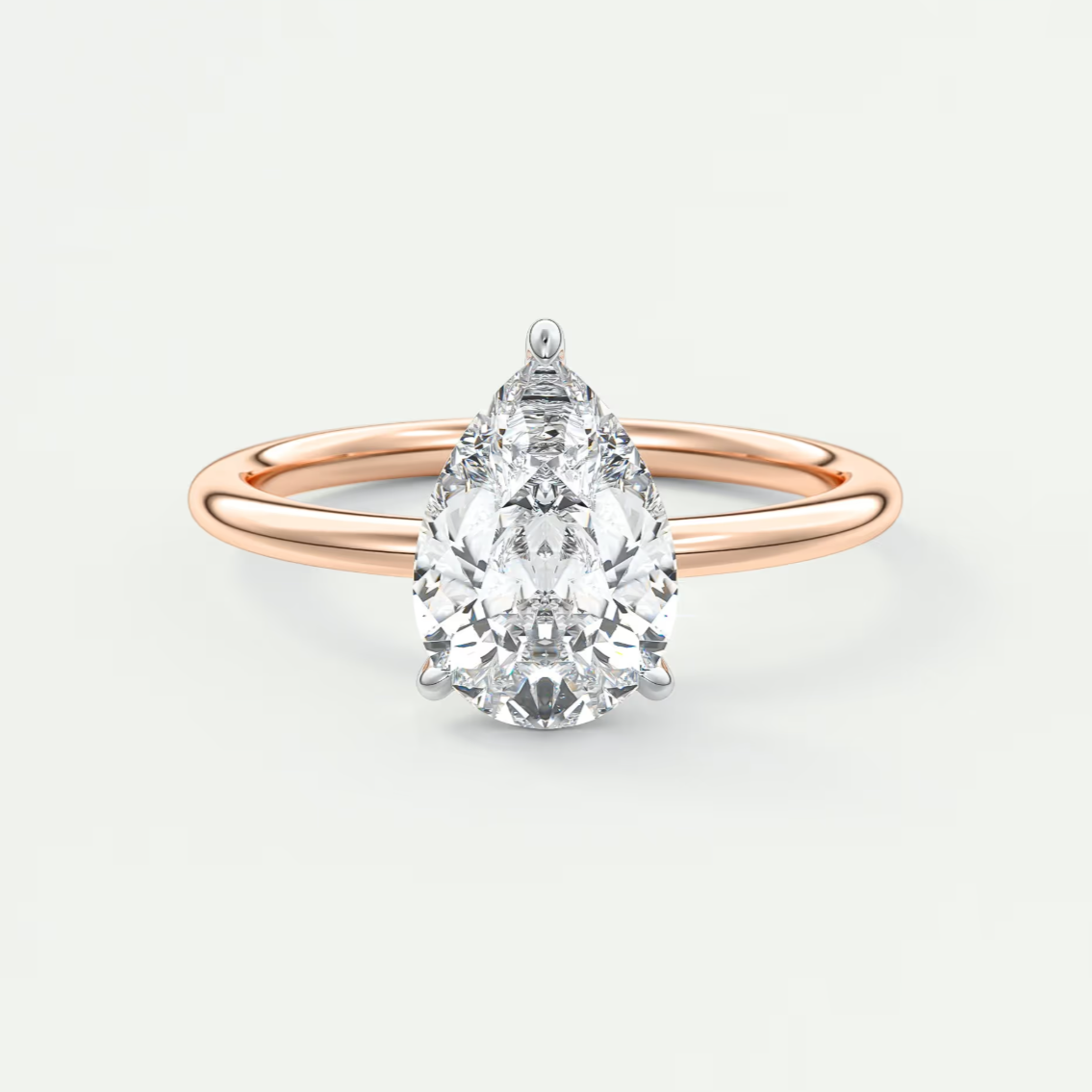 Luna Two-Tone Solitaire Ring – Lab Diamond or Moissanite