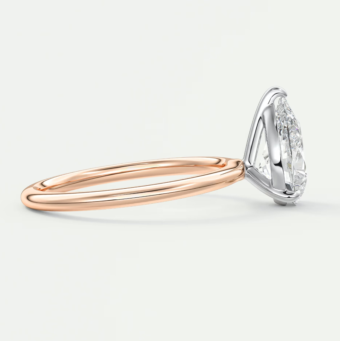 Luna Two-Tone Solitaire Ring – Lab Diamond or Moissanite