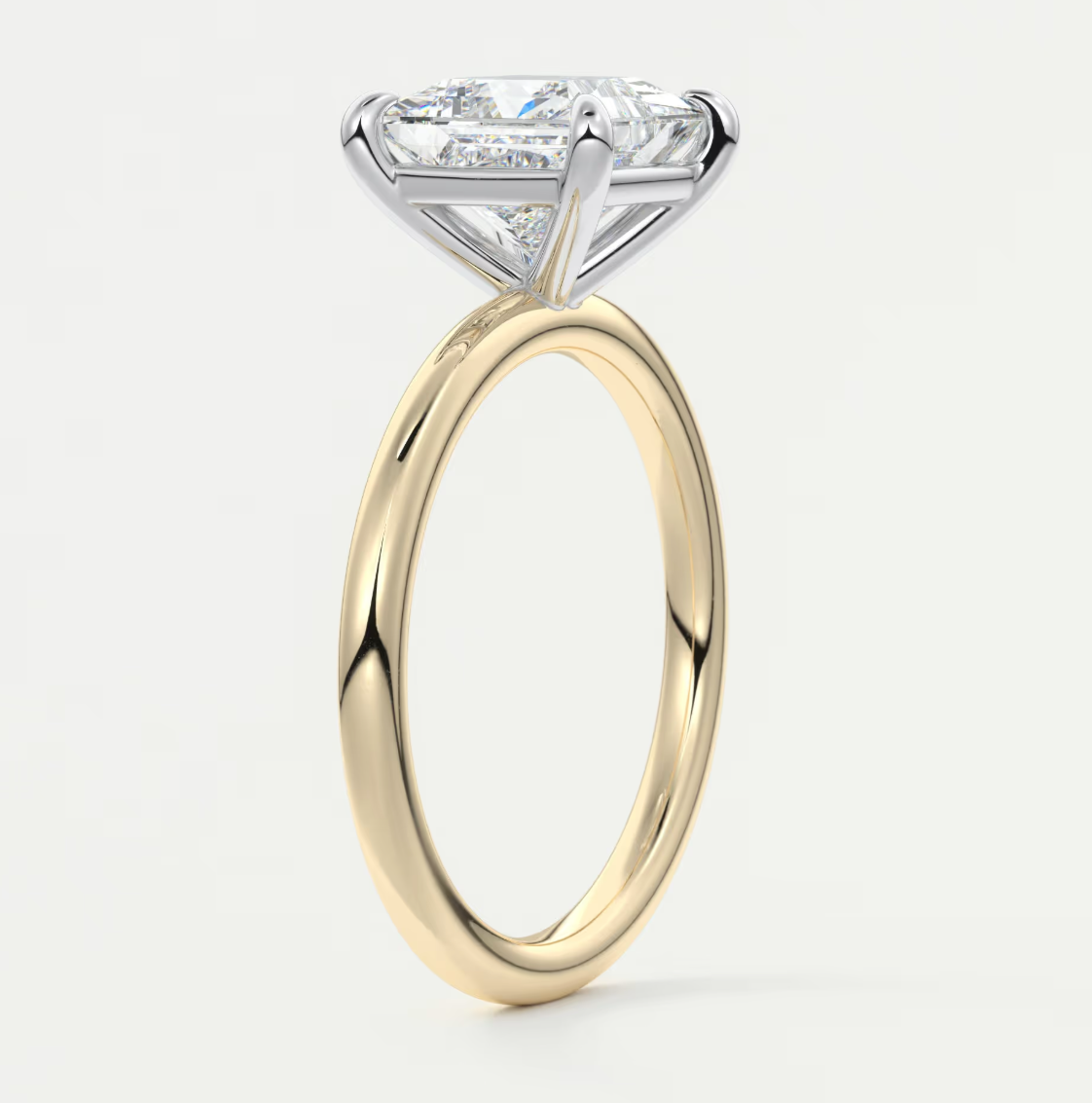 Luna Two-Tone Solitaire Ring – Lab Diamond or Moissanite