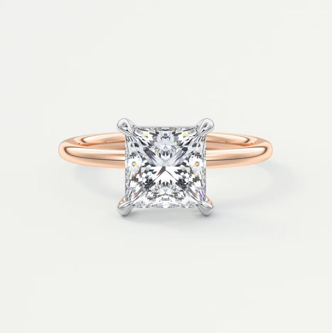 Luna Two-Tone Solitaire Ring – Lab Diamond or Moissanite