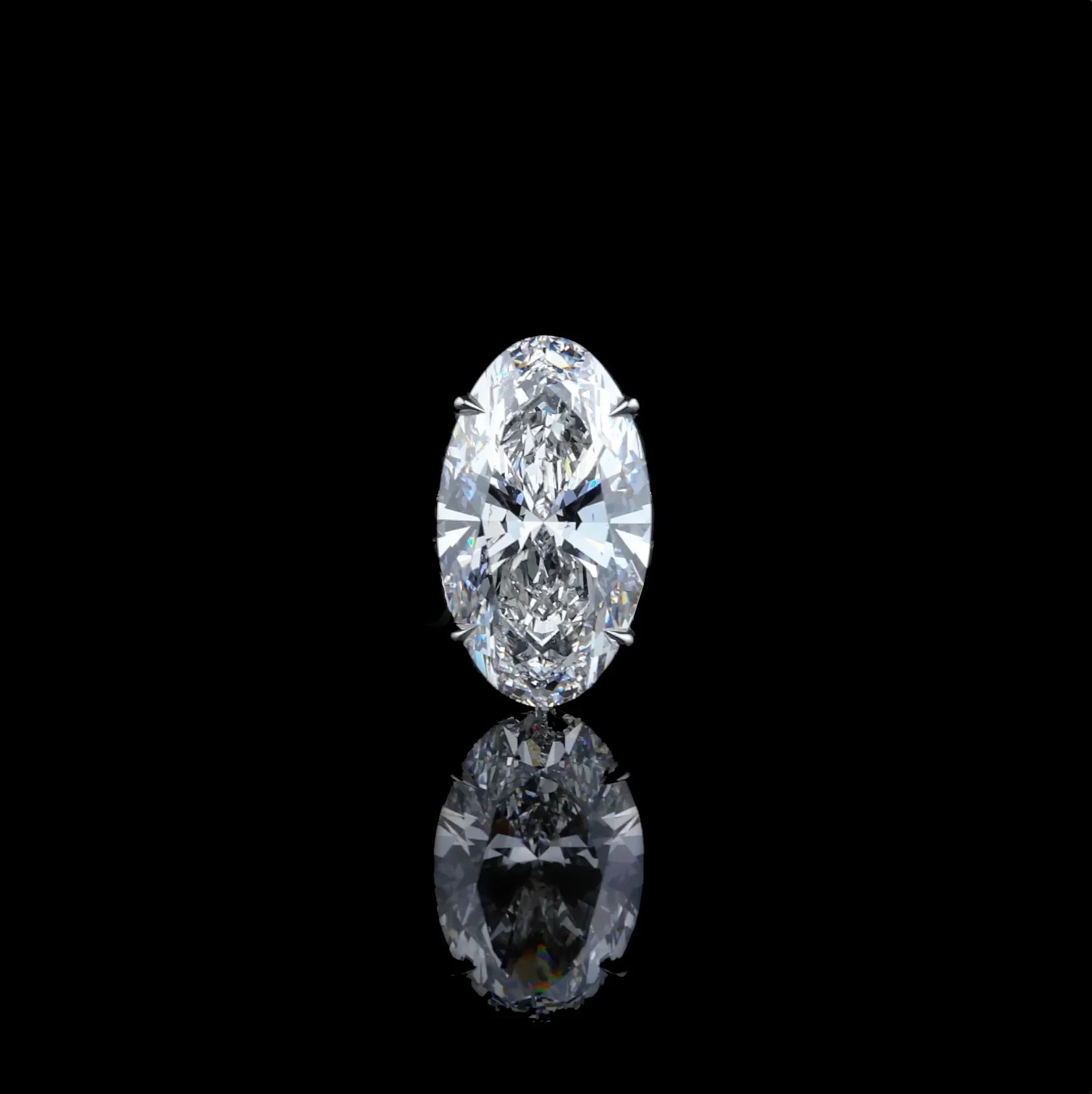 Oval-shaped diamond on a black background