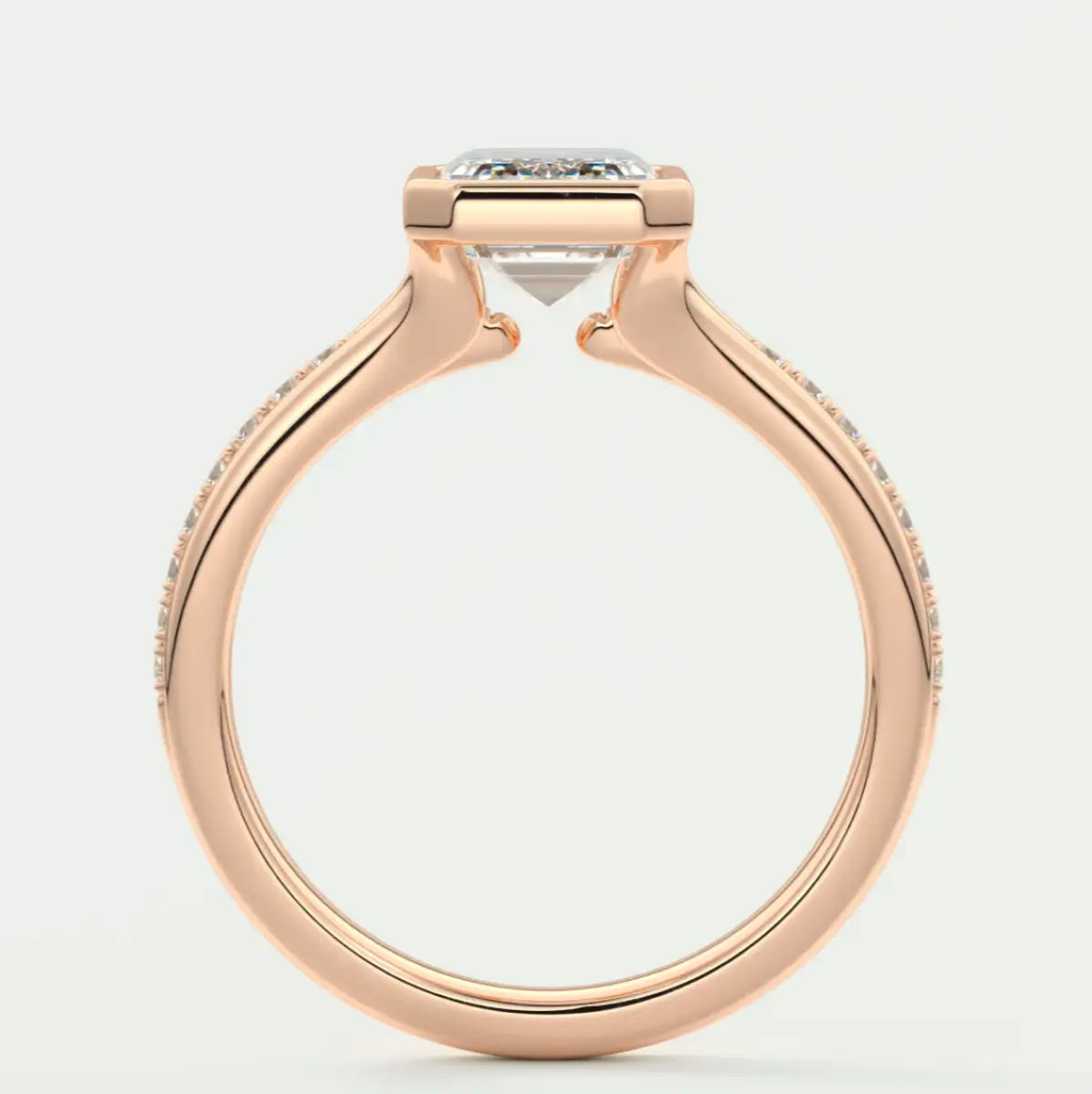 Custom made neriah emerald bezel set engagement ring | split shank | diamond lab