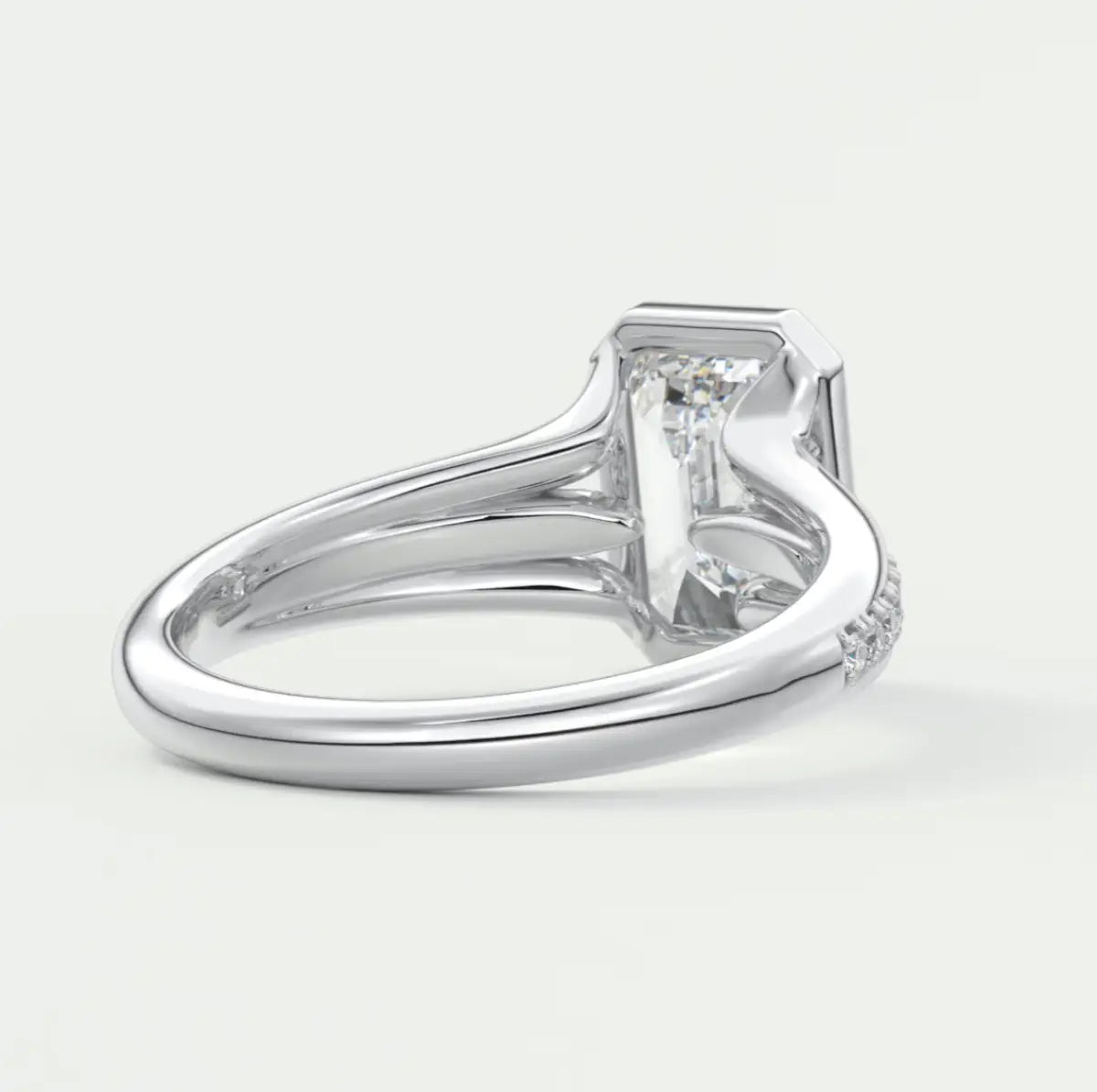 Custom made neriah emerald bezel set engagement ring | split shank | diamond lab