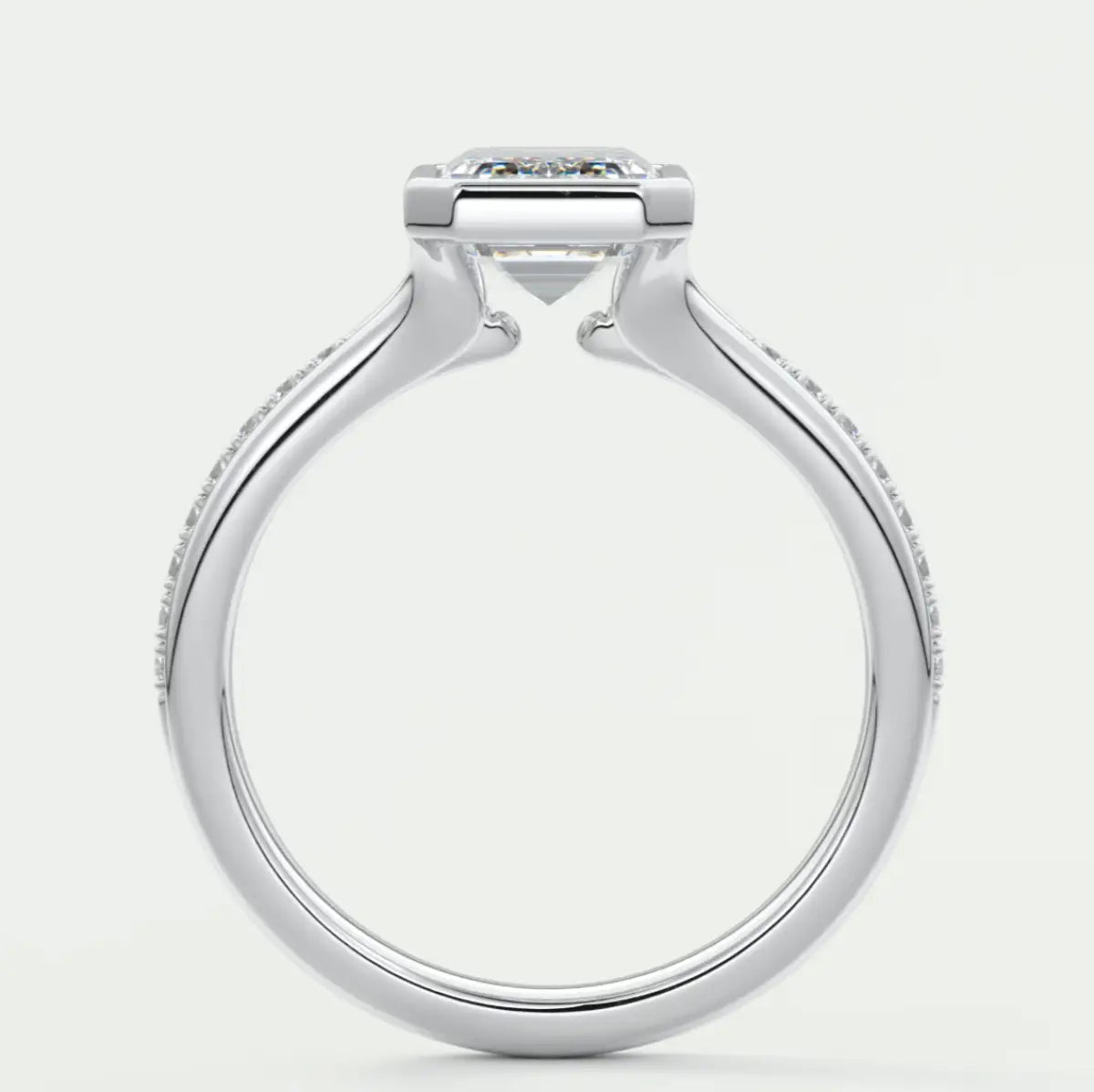 Custom made neriah emerald bezel set engagement ring | split shank | diamond lab