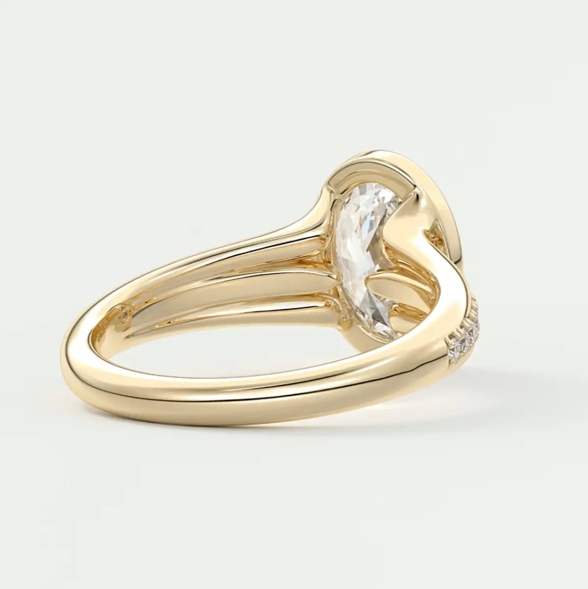 Custom made neriah oval bezel set engagement ring | split shank | diamond lab