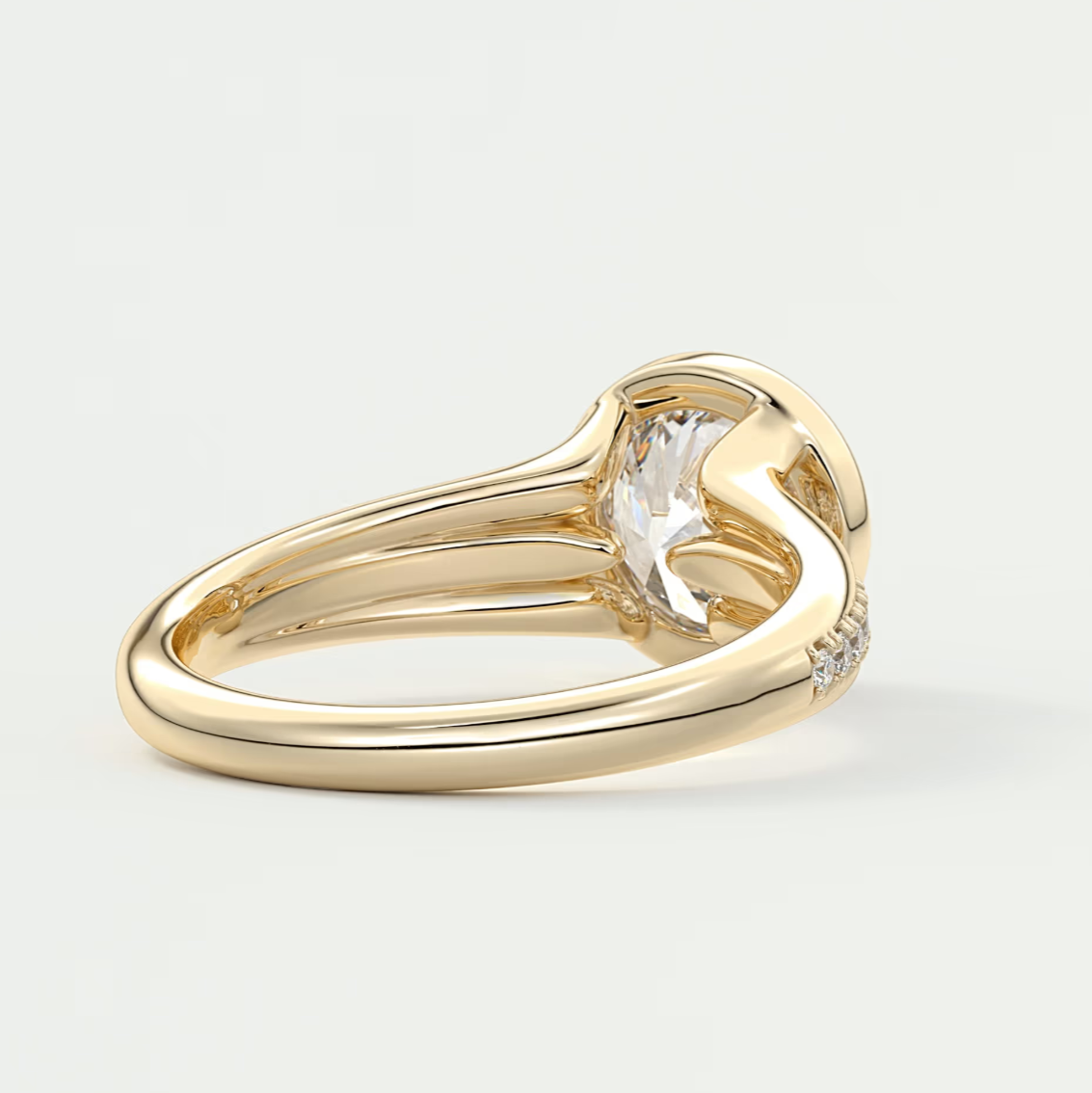 Custom made neriah round bezel engagement ring | split shank design | diamond lab